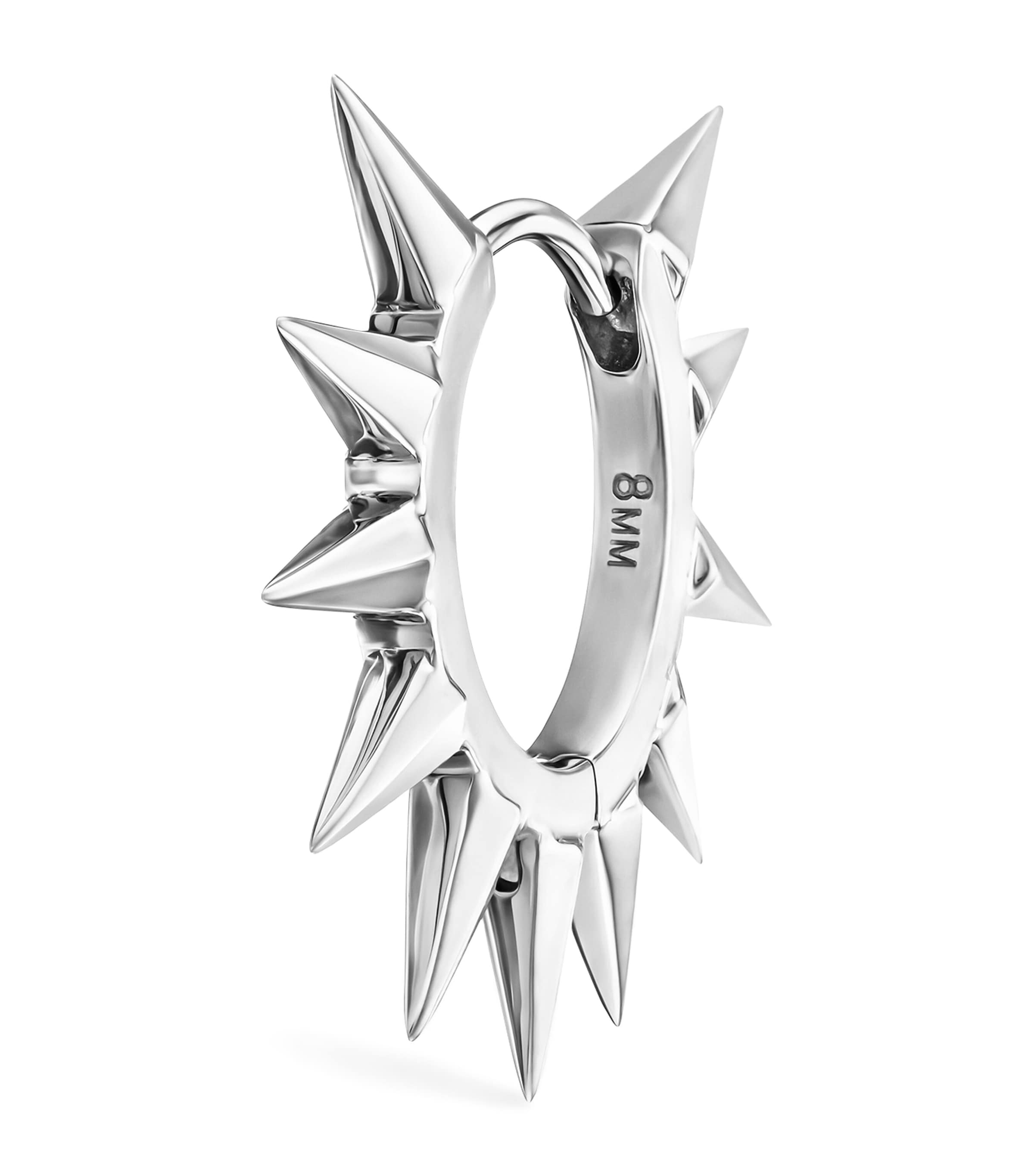 White Gold Metal Mohawk Hoop Earring (8mm)