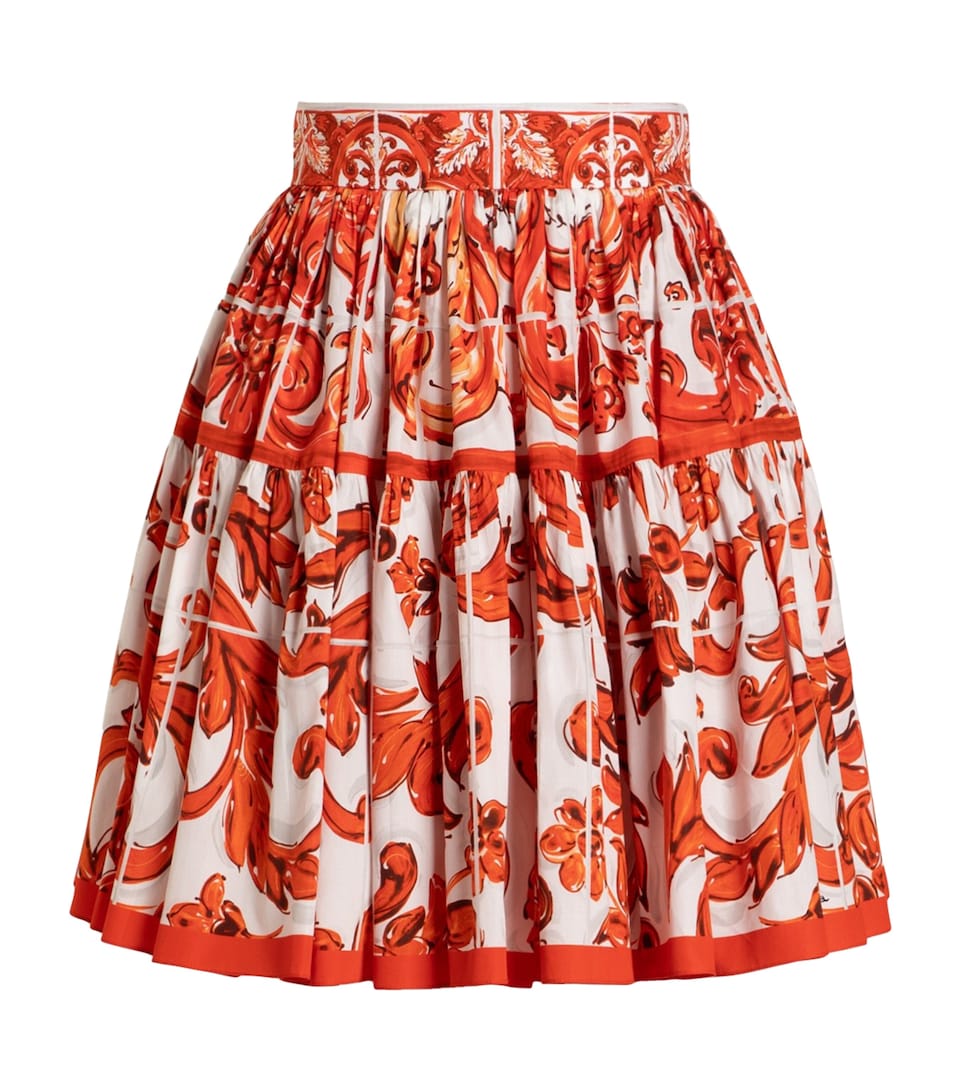 Dolce&Gabbana Womens Cotton Majolica Mini Skirt Combined Colou
