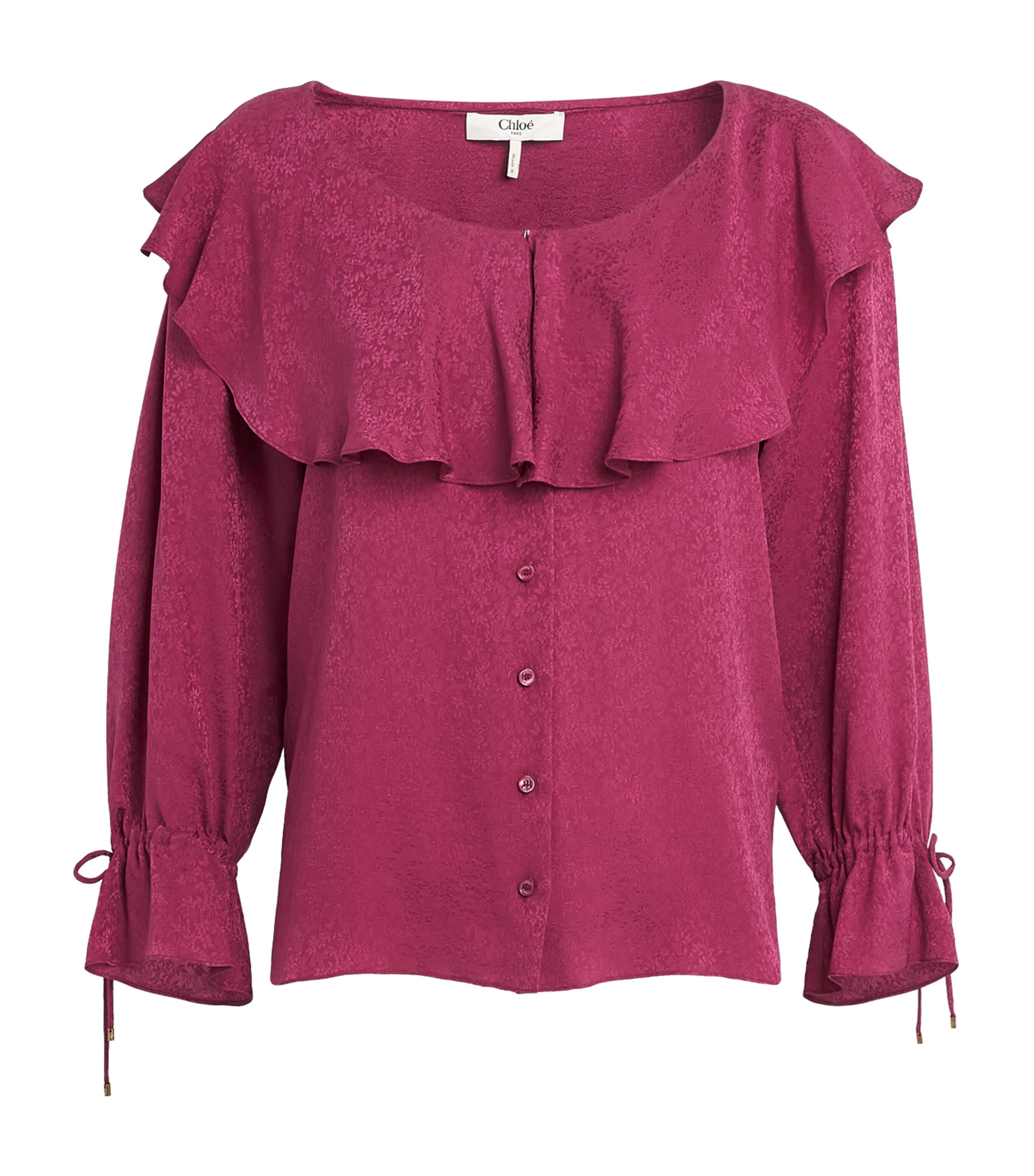 Chloé Womens Silk Ruffle Blouse Dark Ruby Silk