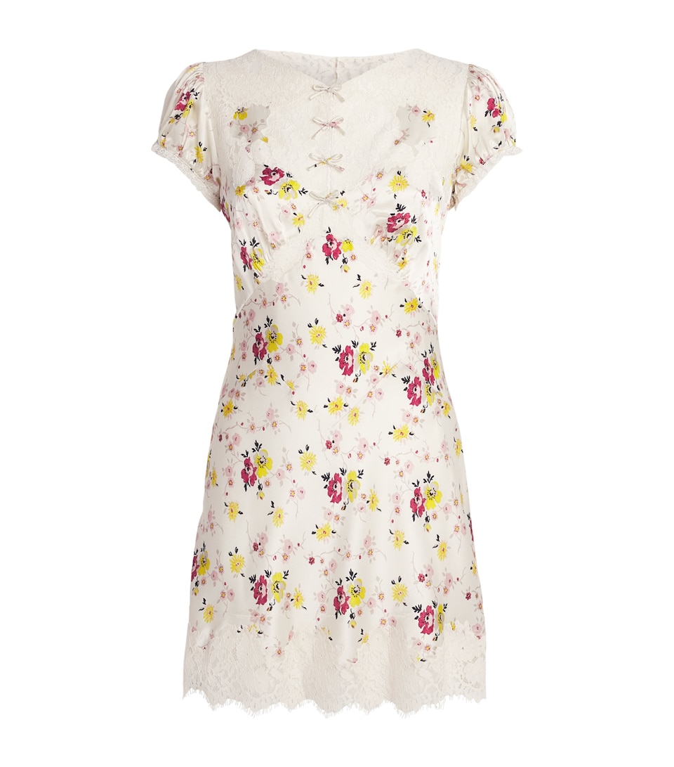 DÔEN Womens Silk Floral Elisaria Mini Dress Sweetbriar Floral
