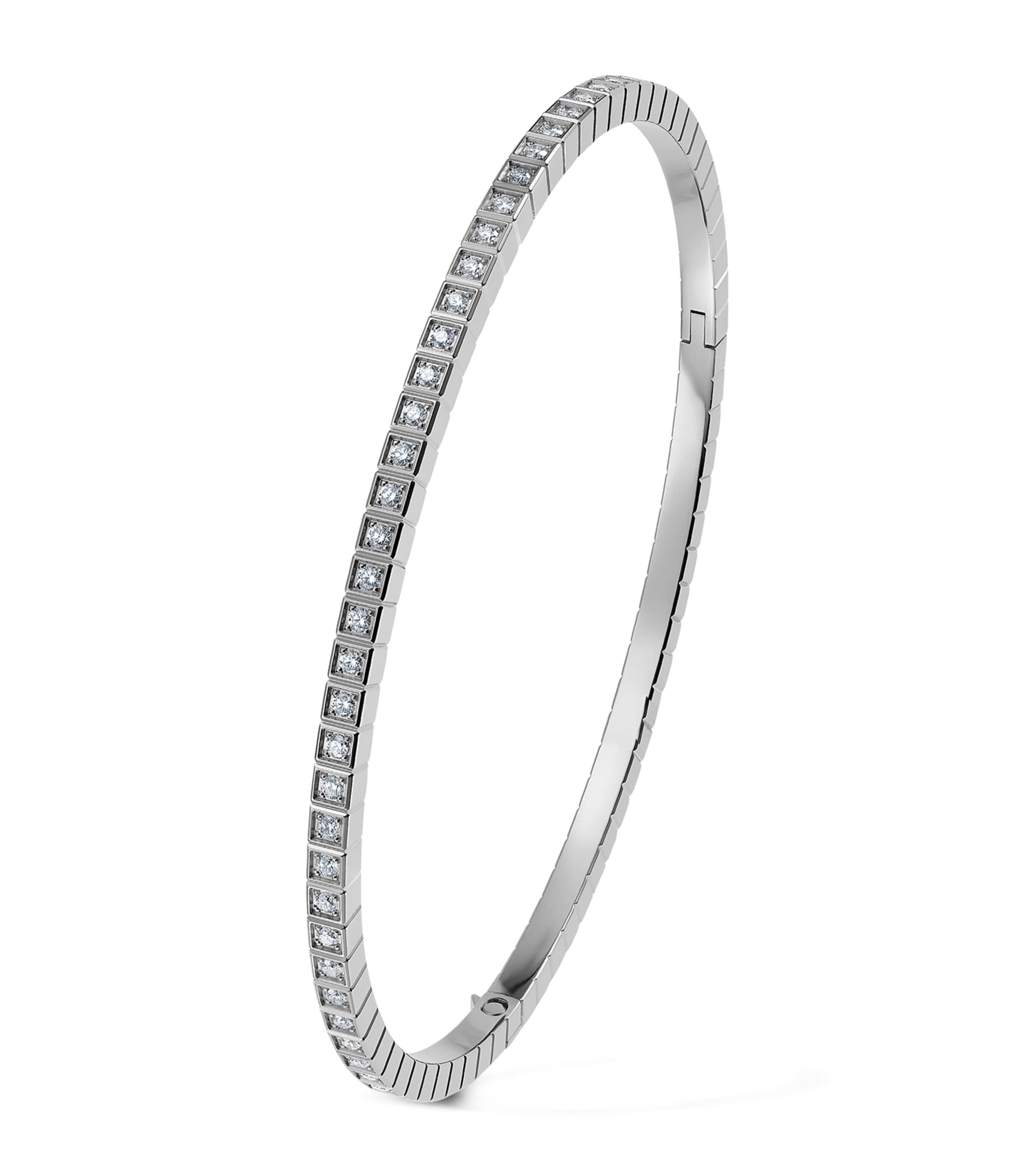 White Gold and Diamond Ice Cube Bangle