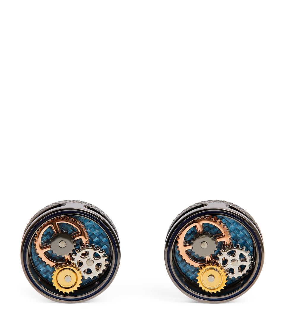 Tateossian Circle Gear Cufflinks Gunmetal
