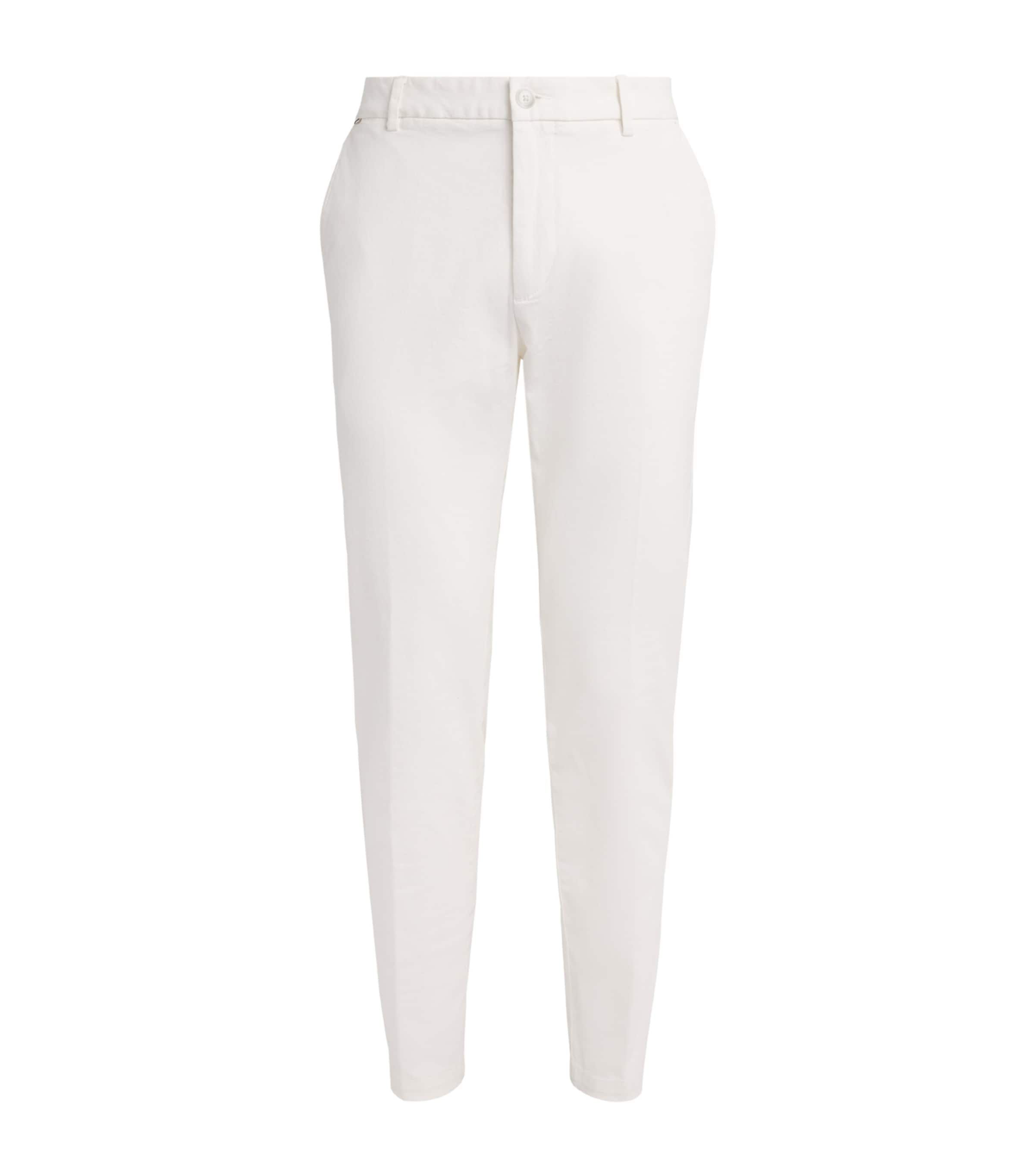 BOSS Mens Stretch-Cotton Straight Trousers White