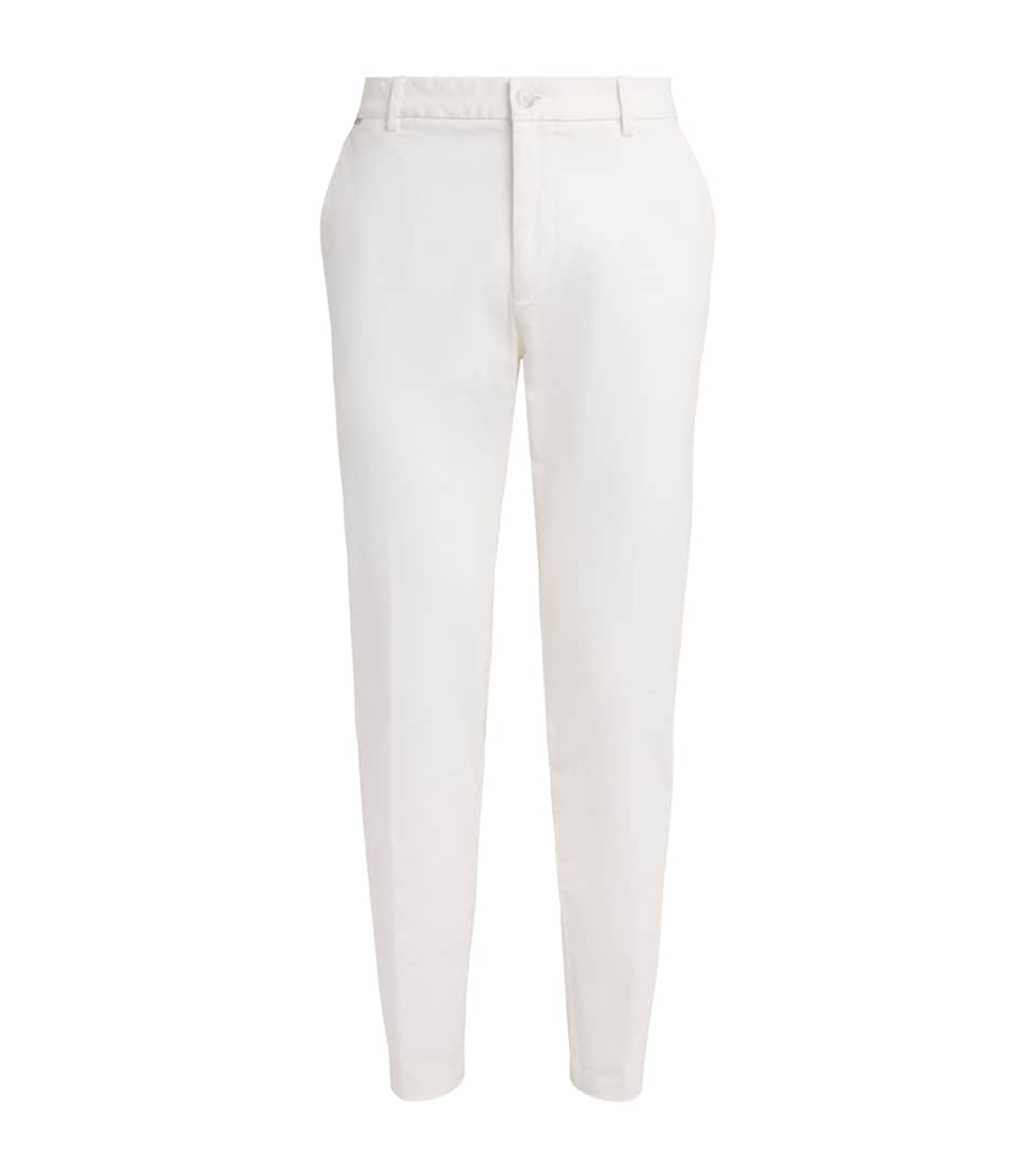 BOSS Mens Stretch-Cotton Straight Trousers White