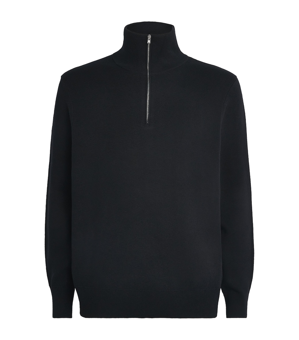 Sandro Paris Mens Wool Half-Zip Sweater Black