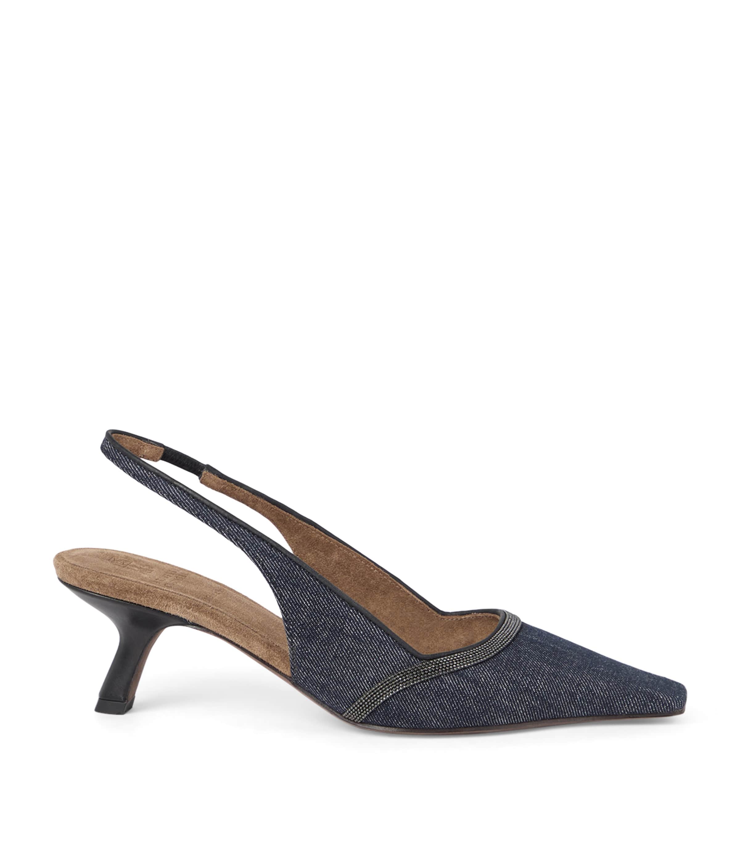 Denim-Effect Slingback Pumps 55