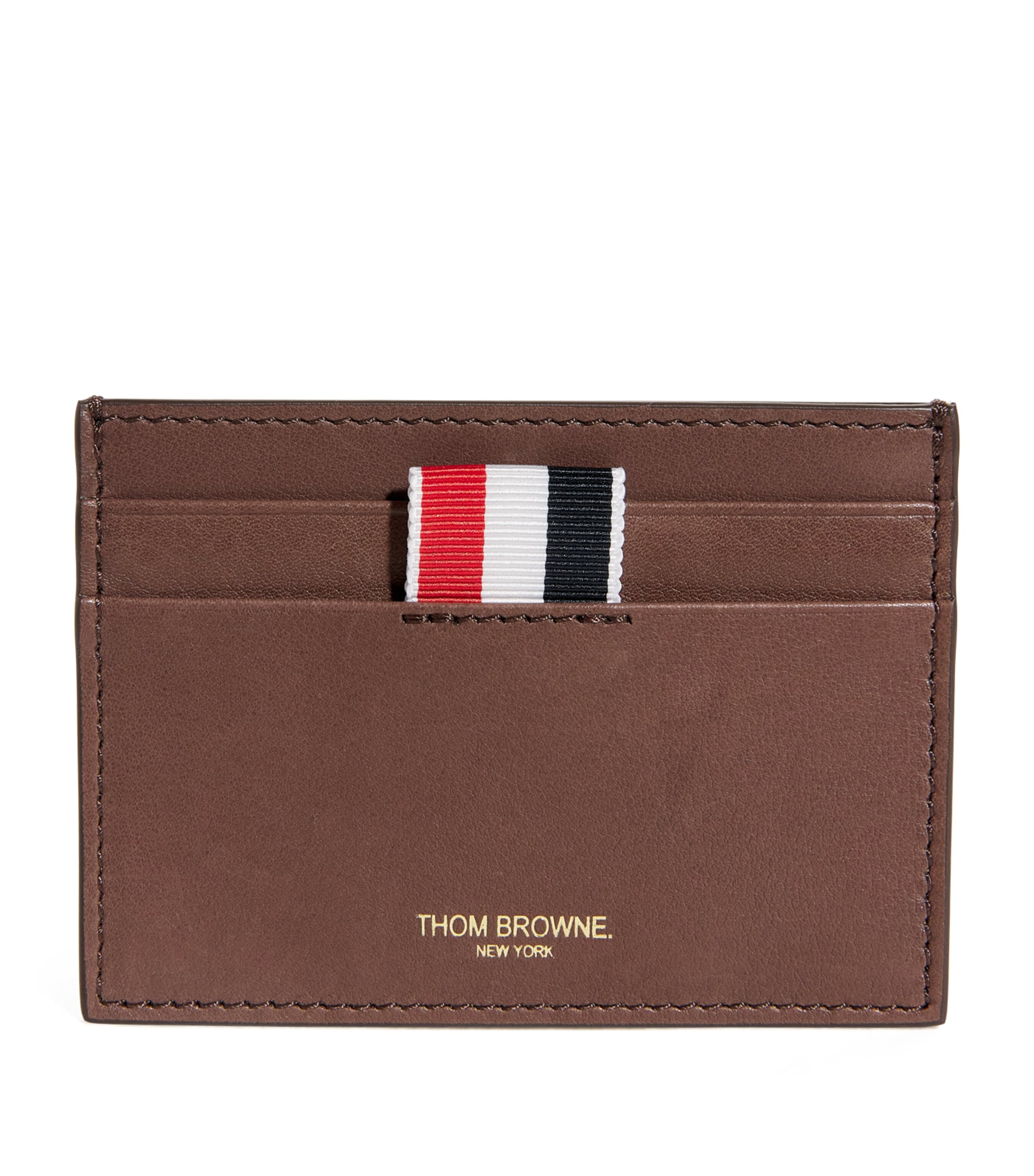 Thom Browne Leather Single Card Holder Dark Brown