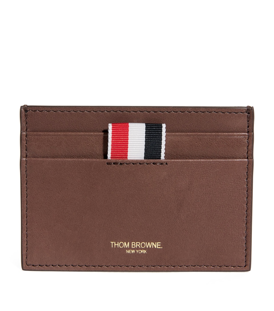 Thom Browne Leather Single Card Holder Dark Brown