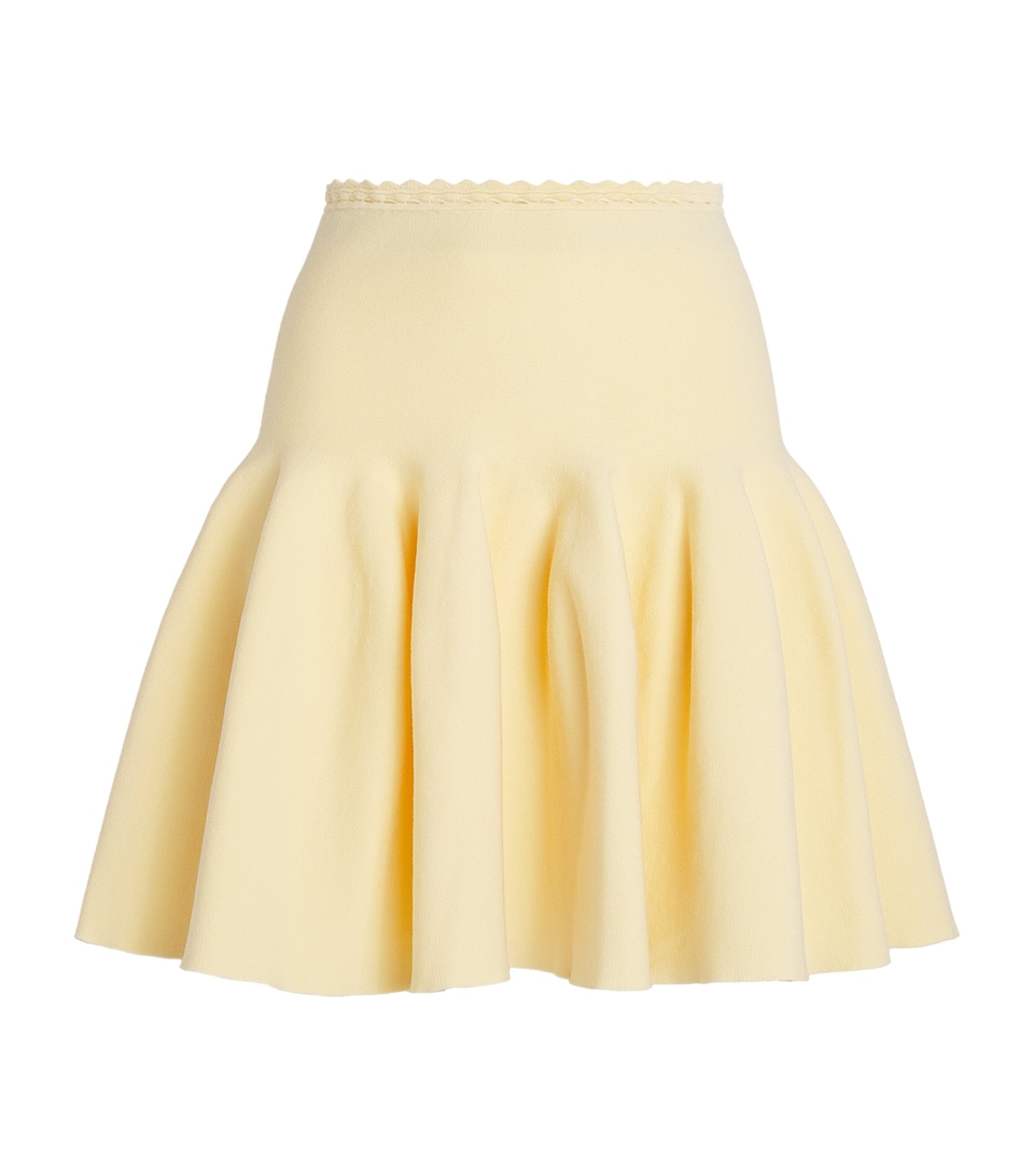Sandro Paris Womens Knitted Skater Mini Skirt Butter