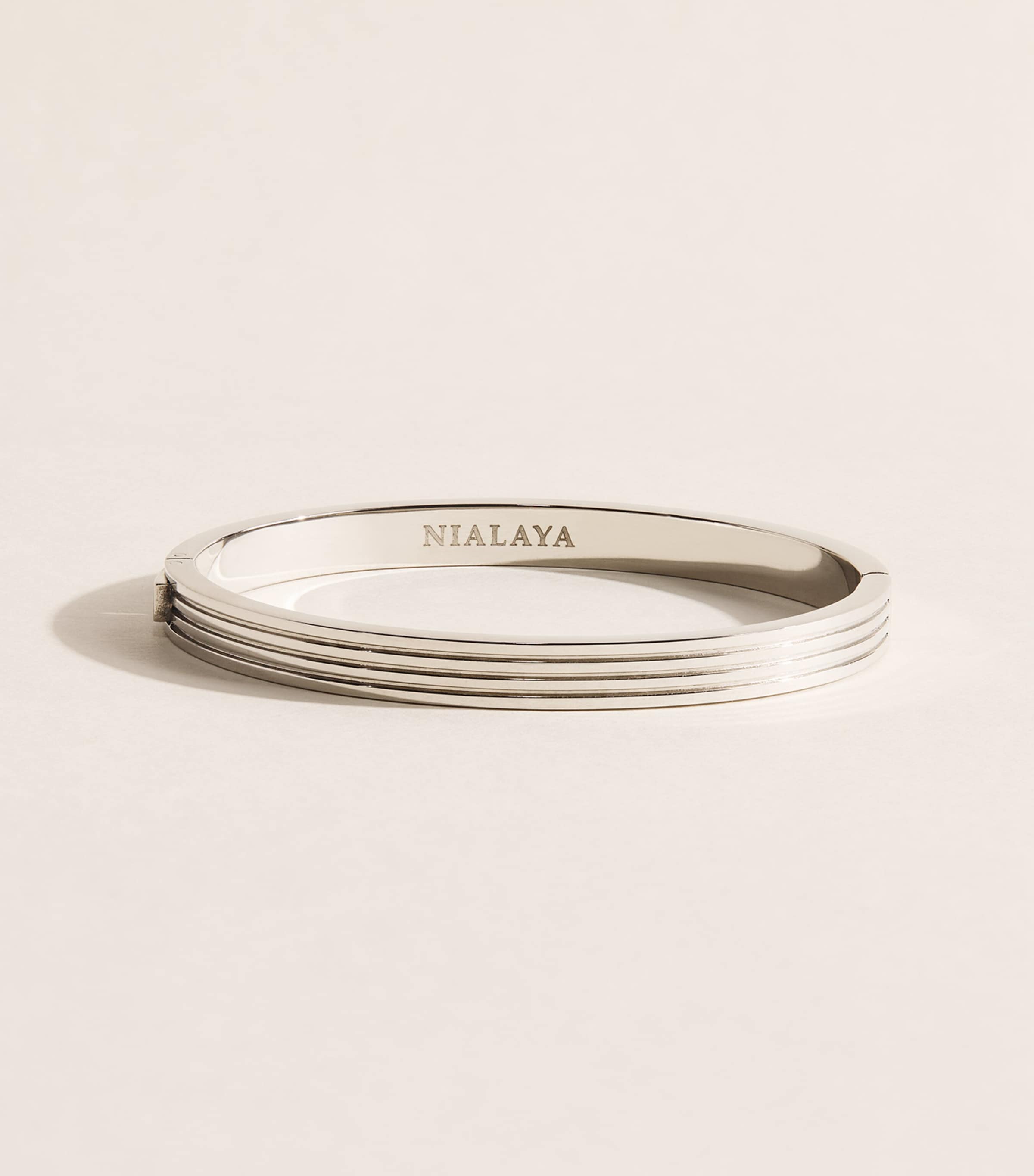 Nialaya Jewelry Silver-Tone Ribbed Bangle