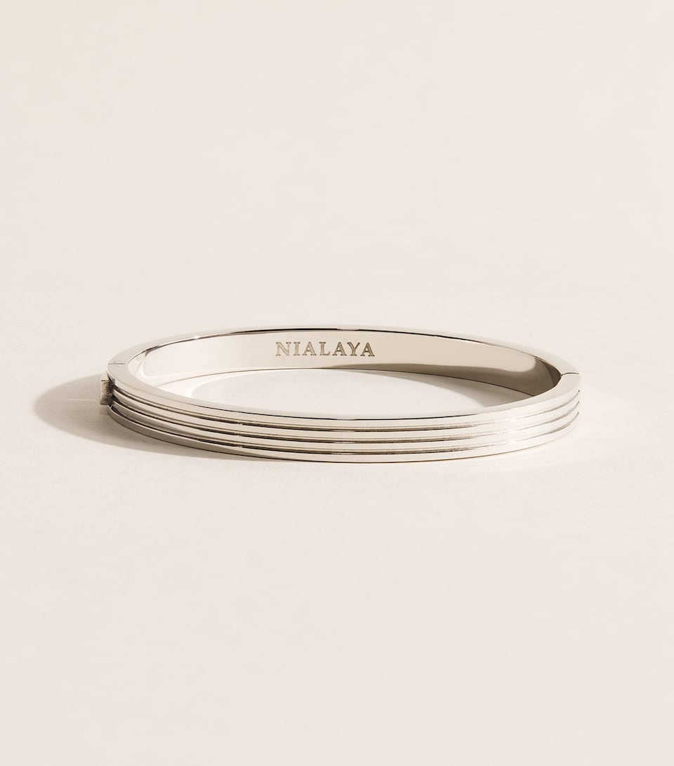 Nialaya Jewelry Silver-Tone Ribbed Bangle