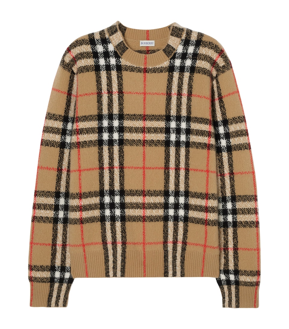 Burberry Mens Cashmere Check Sweater Sand Ip Check