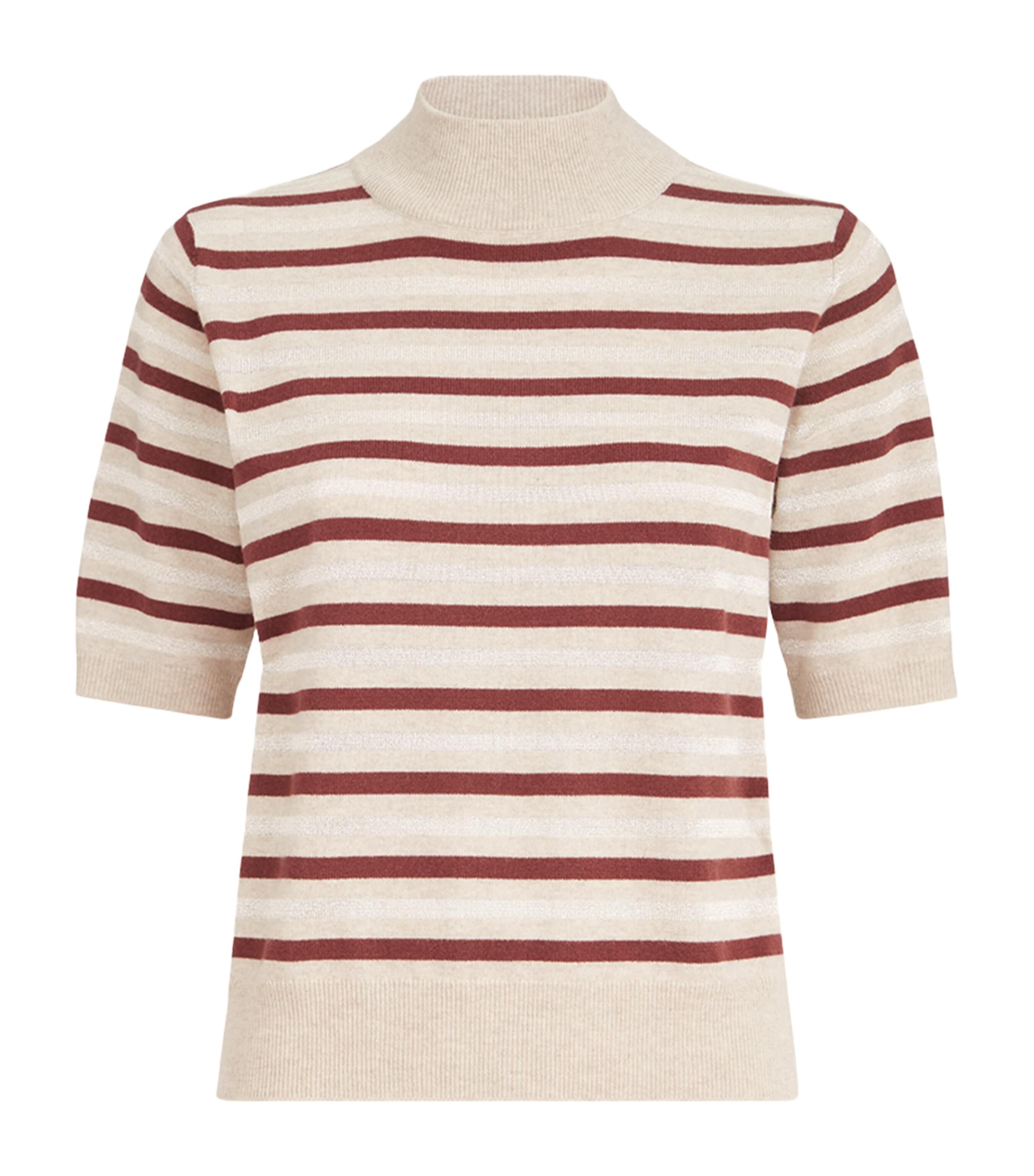 Brunello Cucinelli Womens Wool-Cashmere-Silk Stripe Top