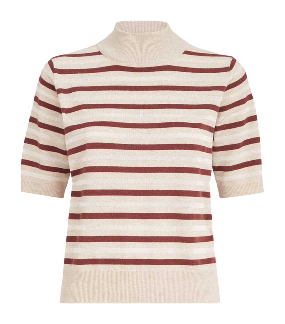 Brunello Cucinelli Womens Wool-Cashmere-Silk Stripe Top