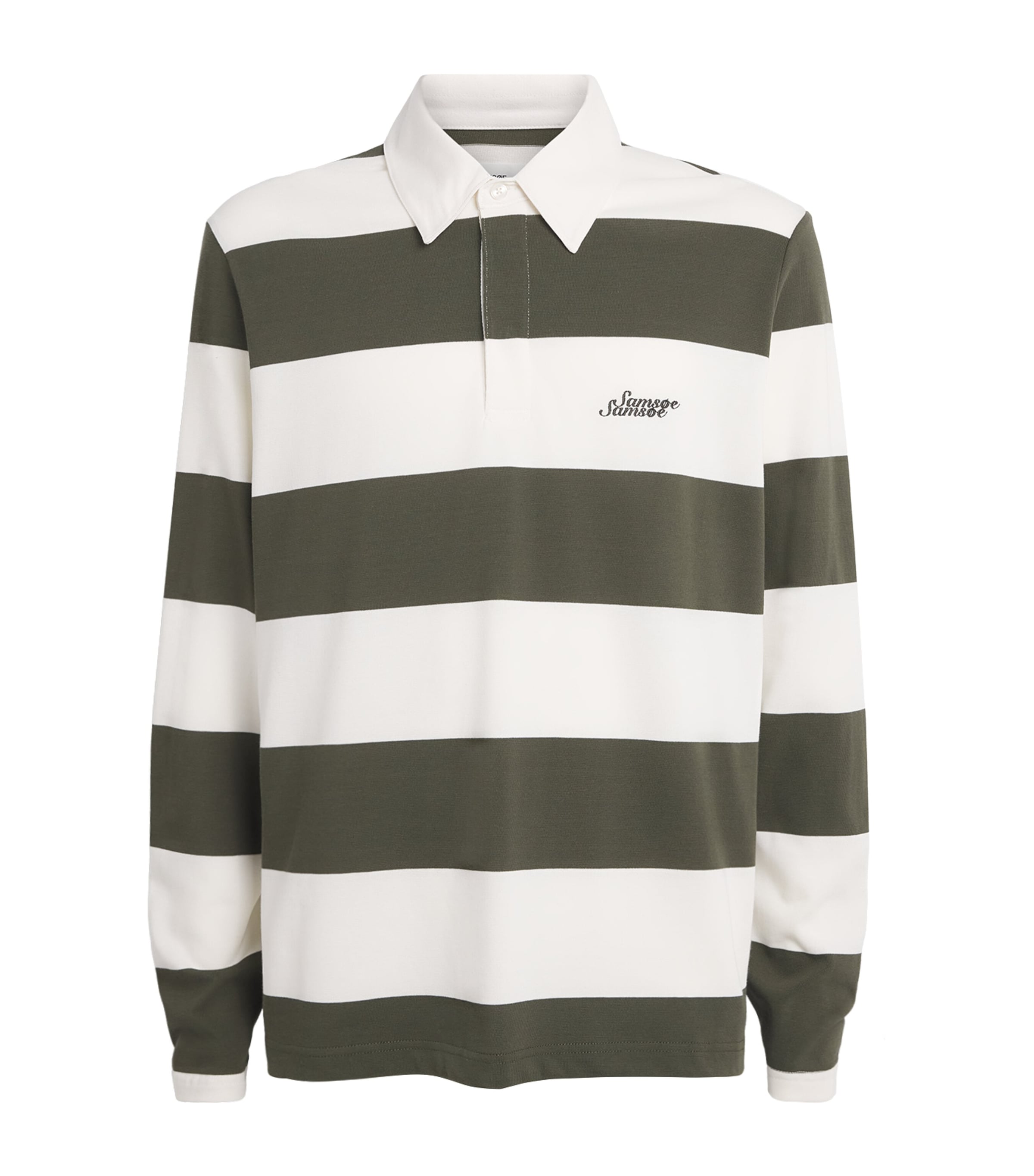 Samsøe Samsøe Mens Organic Cotton Sakevin Polo Rugby Shirt Forest Night St.