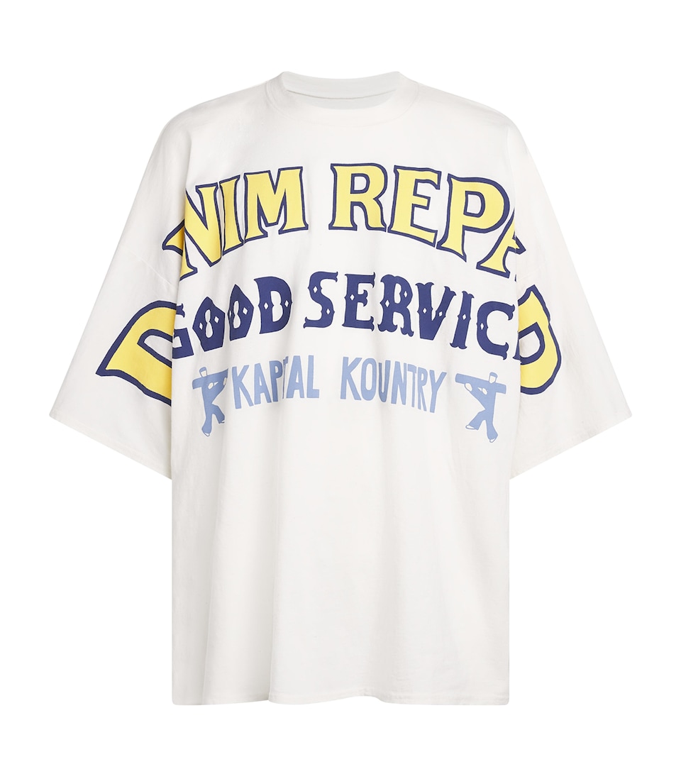 Kapital Mens Oversized Printed T-Shirt White