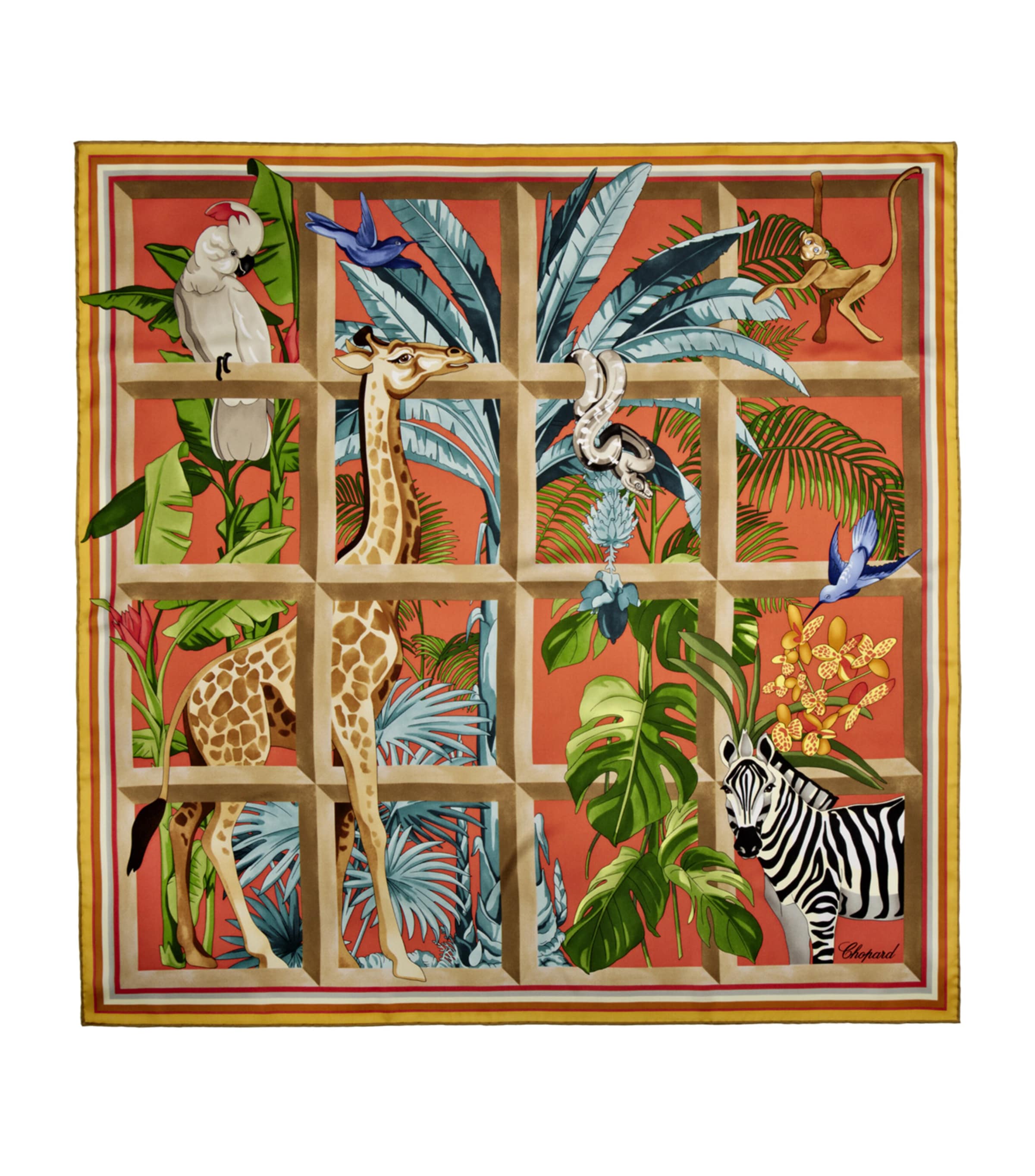 Chopard Silk Animal World Scarf Orange