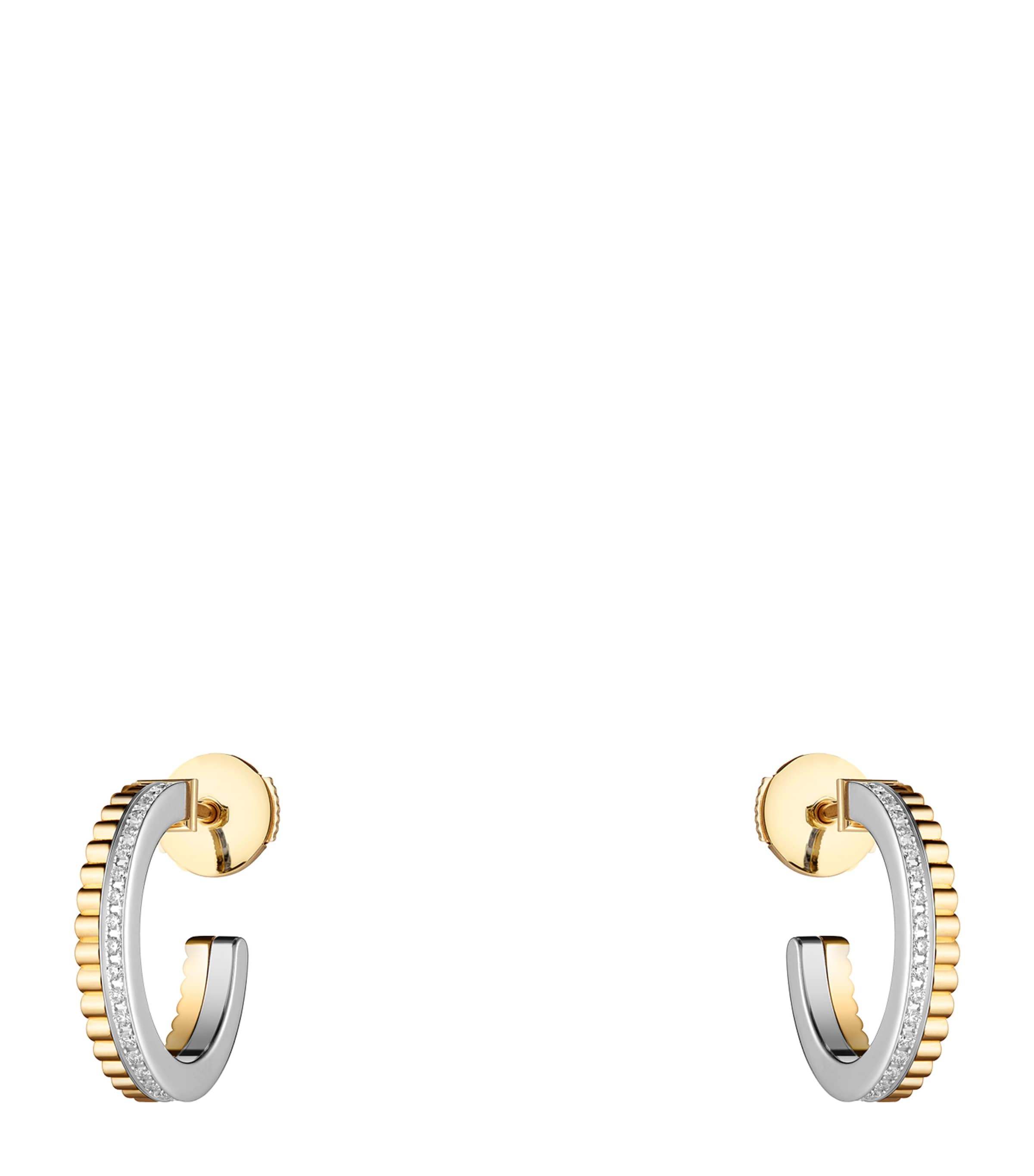 White Gold and Yellow Gold Quatre Radiant Edition Hoop Earrings