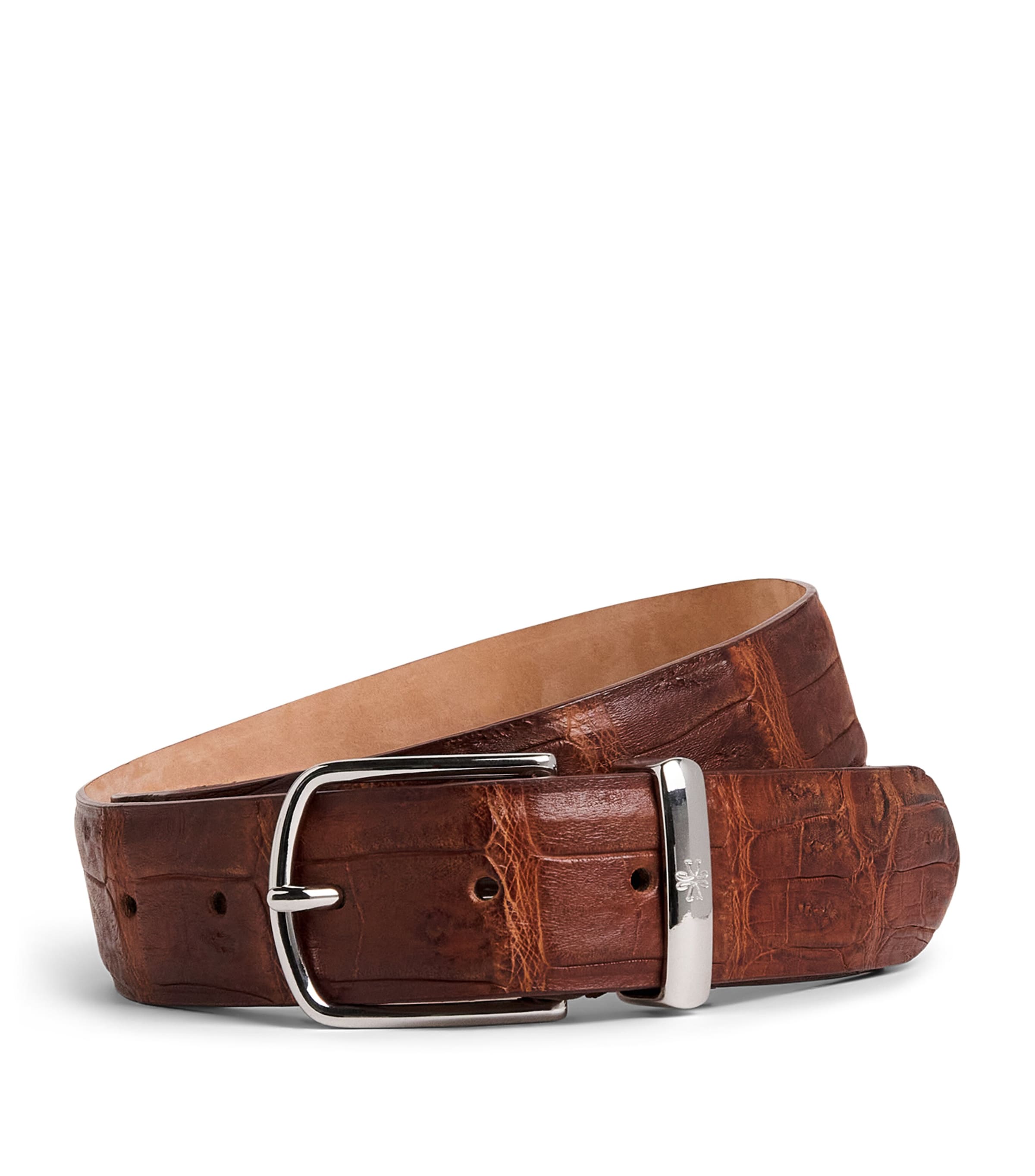 JACOB COHËN Crocodile Leather Belt Brown
