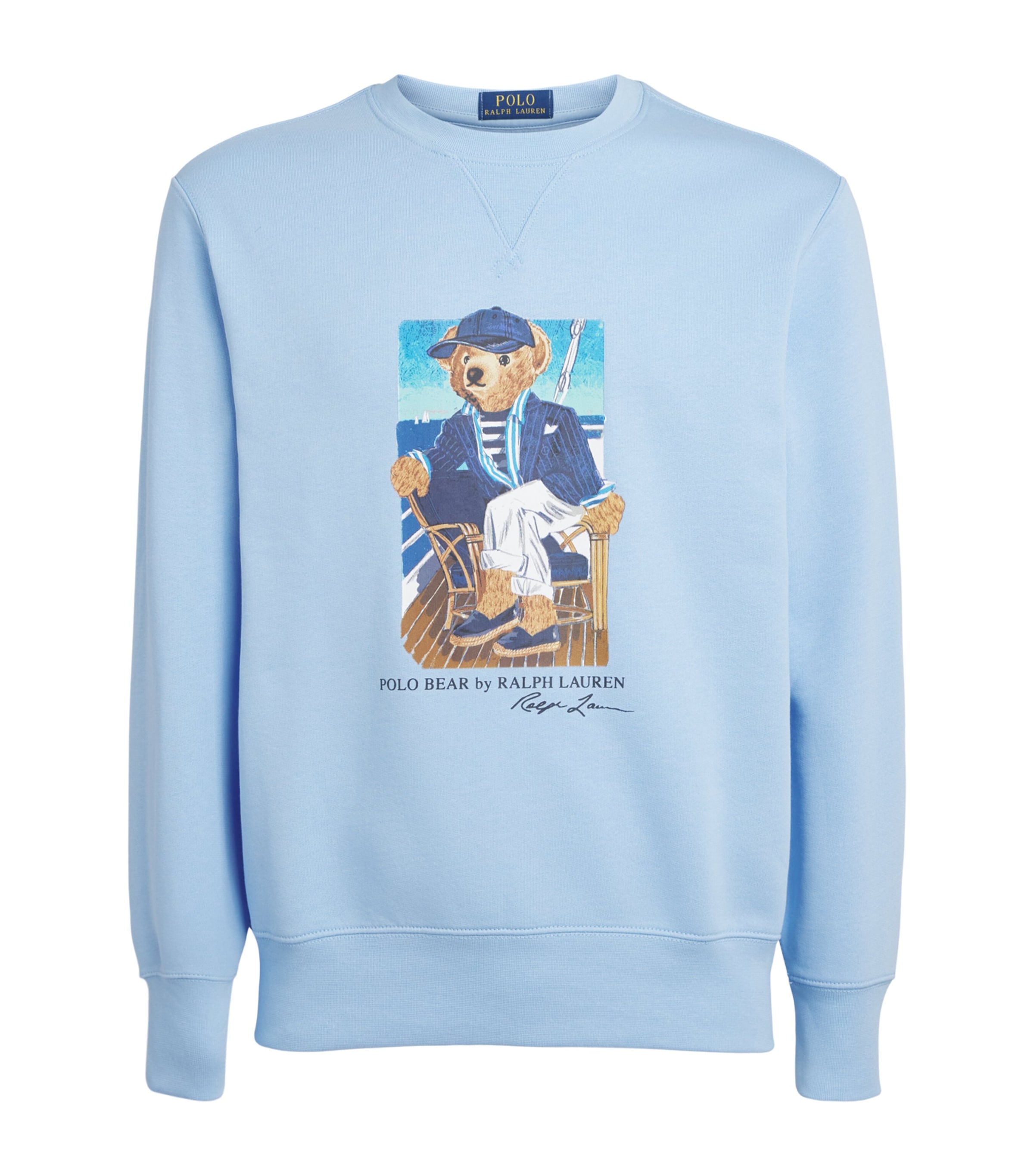 Polo Ralph Lauren Mens Stretch-Cotton Polo Bear Sweatshirt Nport Br Office Blue
