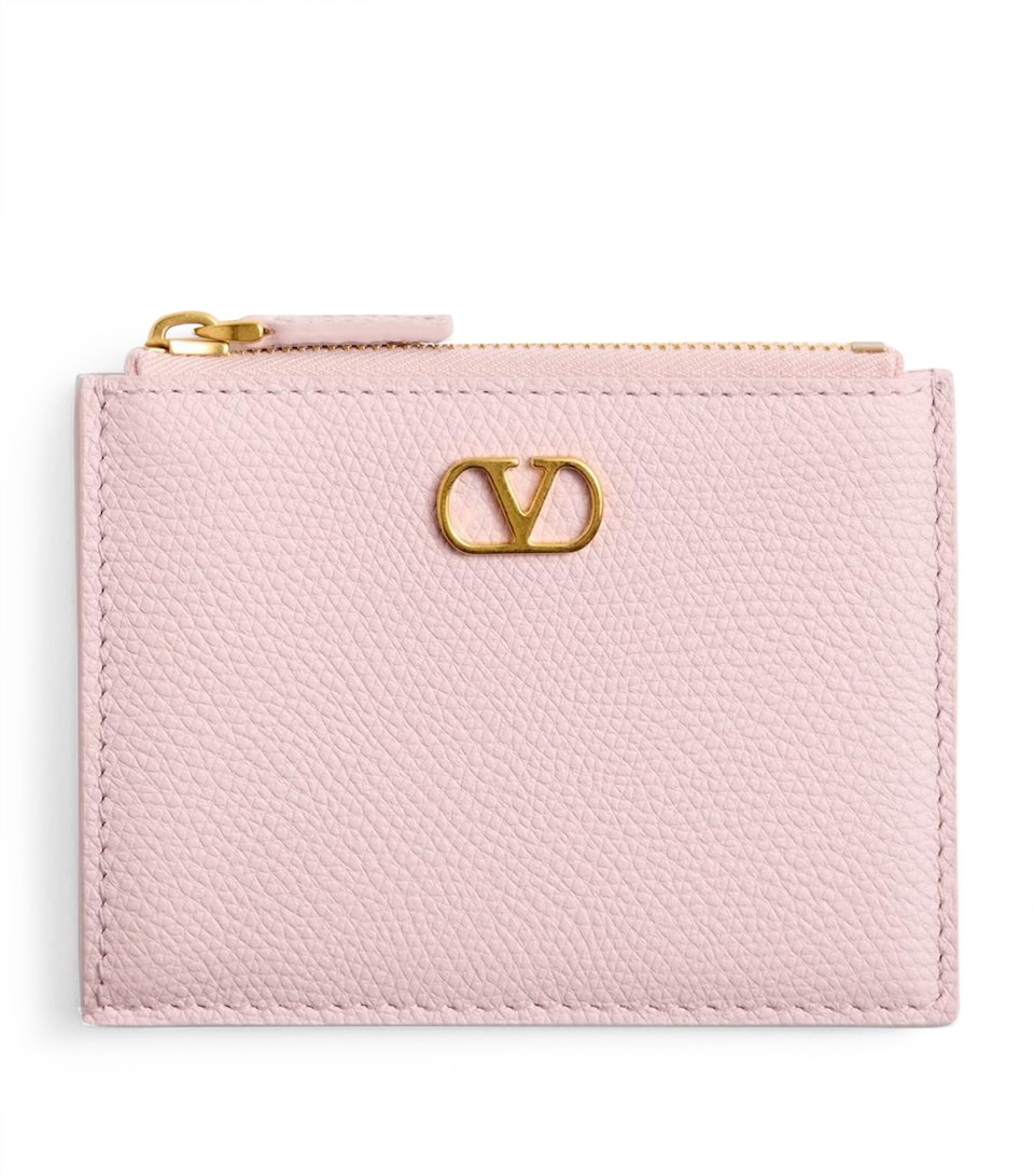 Valentino Garavani Leather VLogo Signature Zipped Card Holder