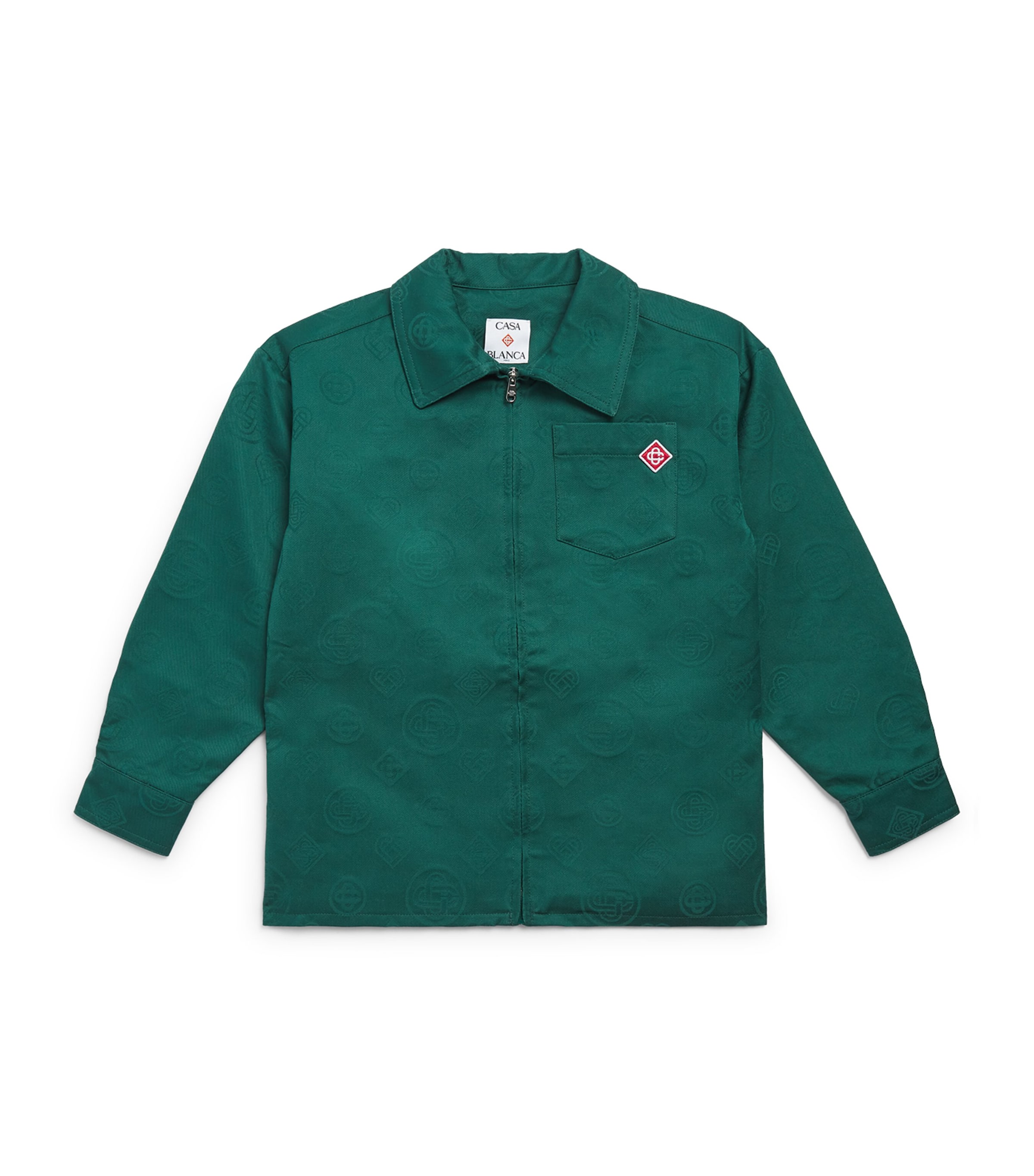 Casablanca Kids Cotton Monogram Overshirt (7-14 Years) Green Monogram