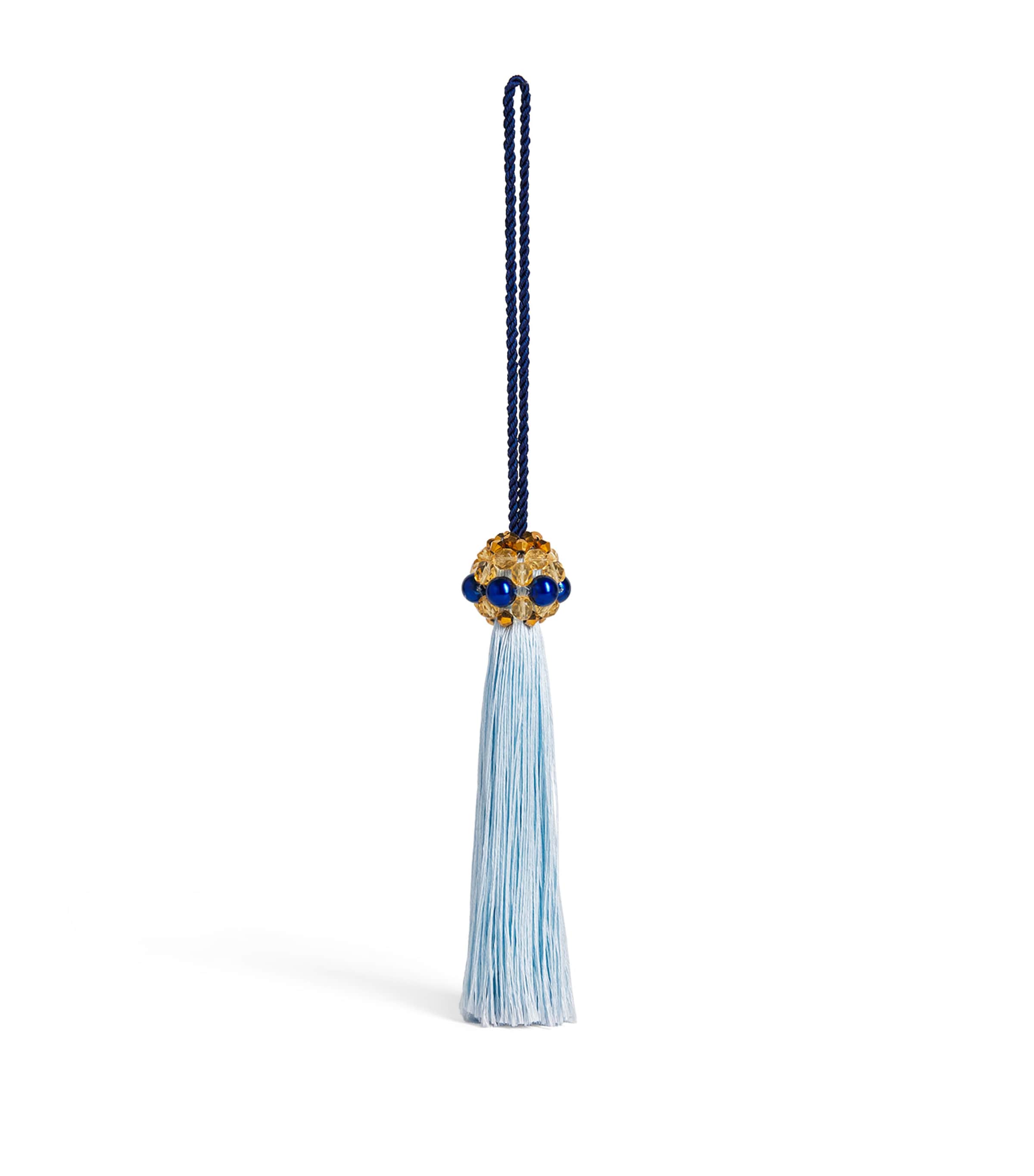 Jessica Light Beaded Mini Tassel Tree Decoration Pale Blue