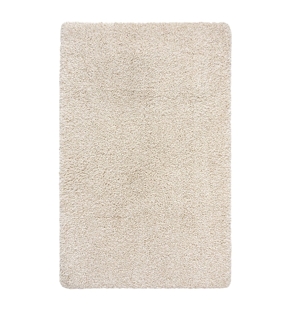GRACCIOZA Cotton-Blend Parson Bath Mat (60cm x 100cm) White/silver