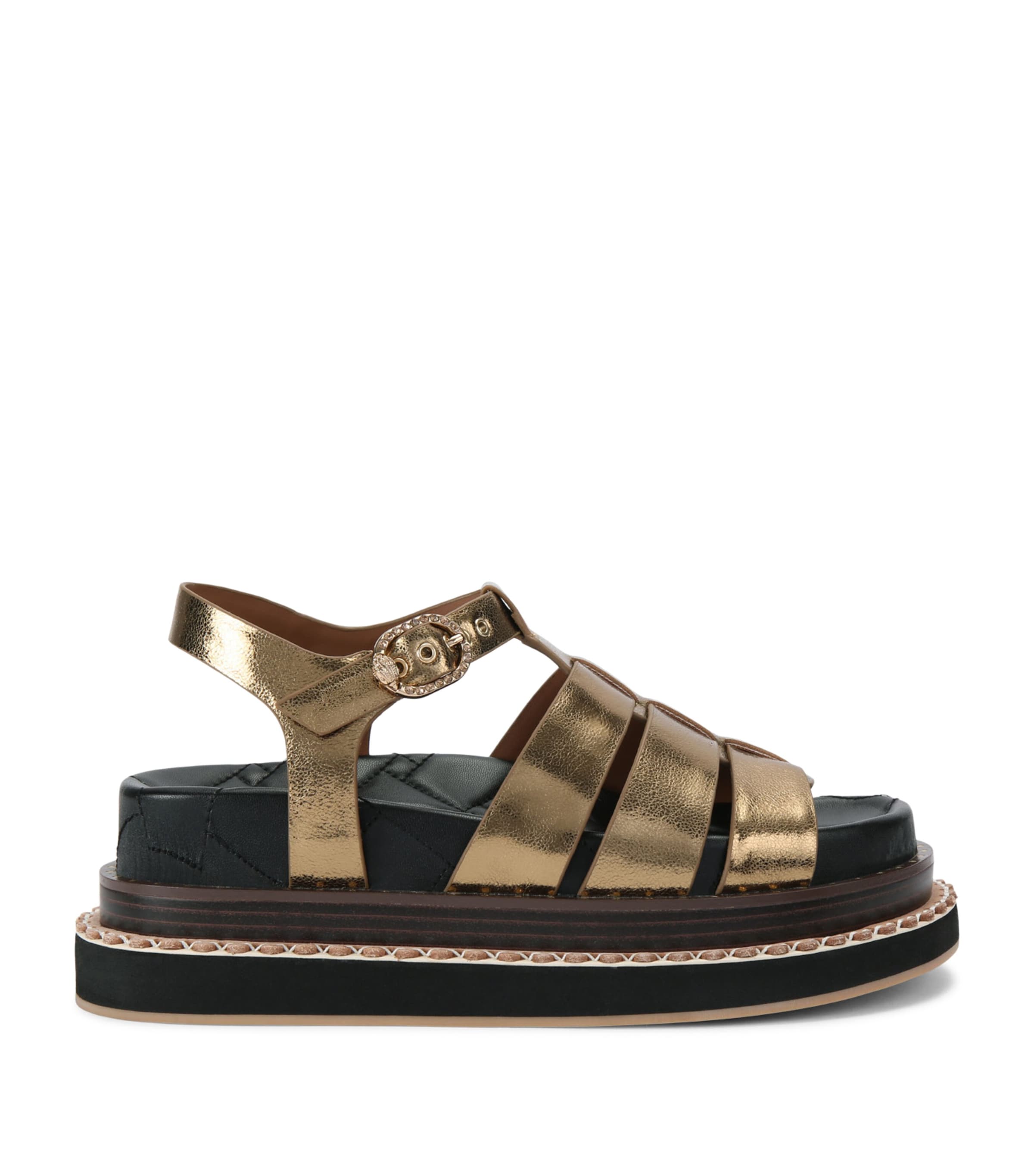 Kurt Geiger London Metallic Leather Orson Sandals Bronze