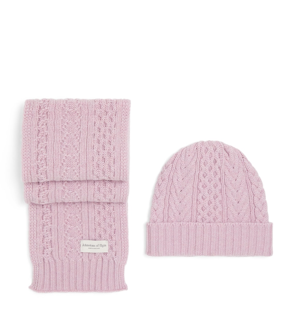 Cashmere Aran Beanie and Scarf Gift Set