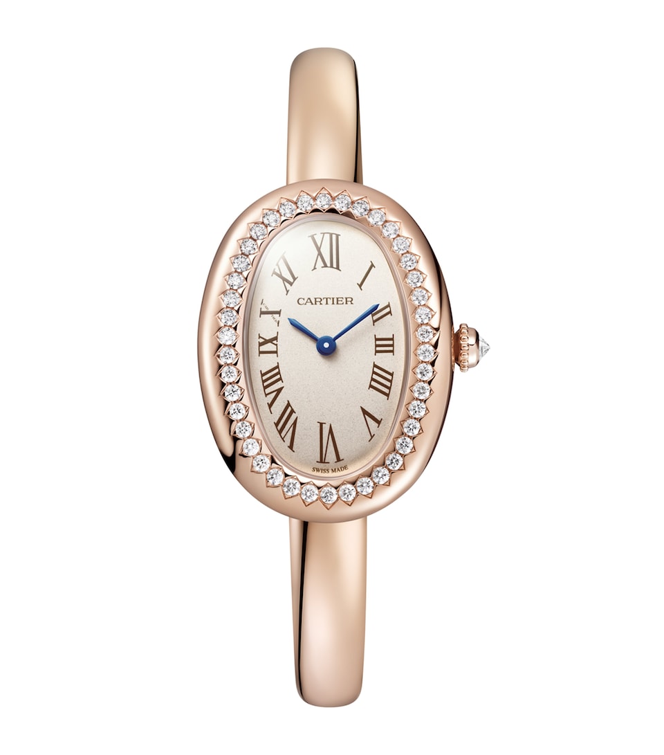 Small Rose Gold and Diamond Baignoire de Cartier Watch 23.1mm (Size 16)