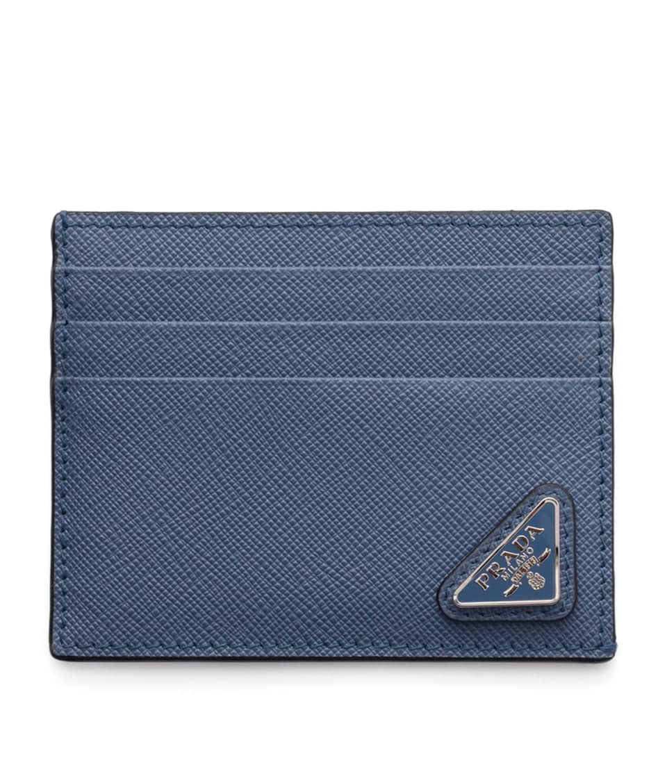 Prada Saffiano Leather Card Holder Blue