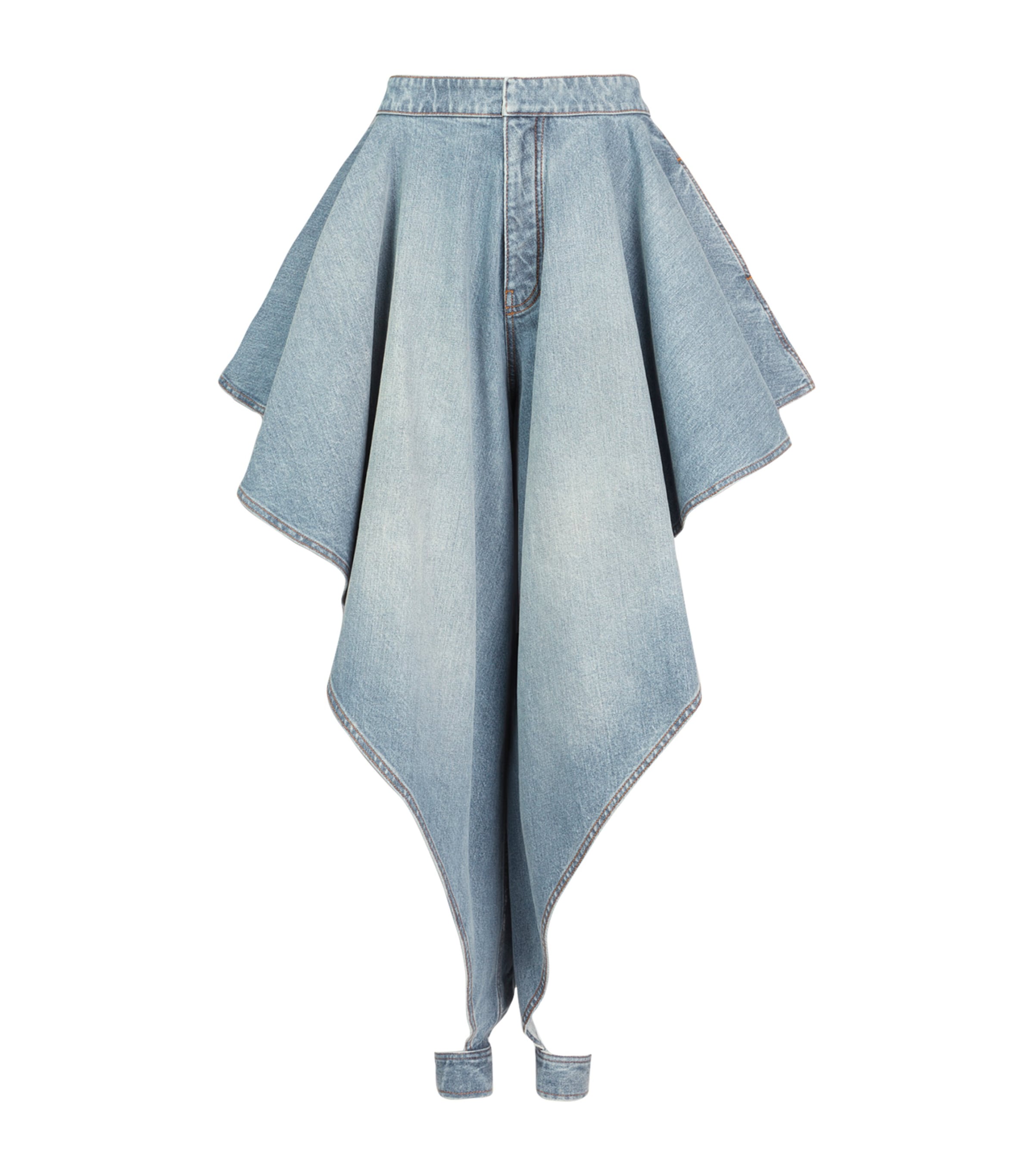 Alaïa Womens Japanese Denim Open-Leg Jeans Faded Blue