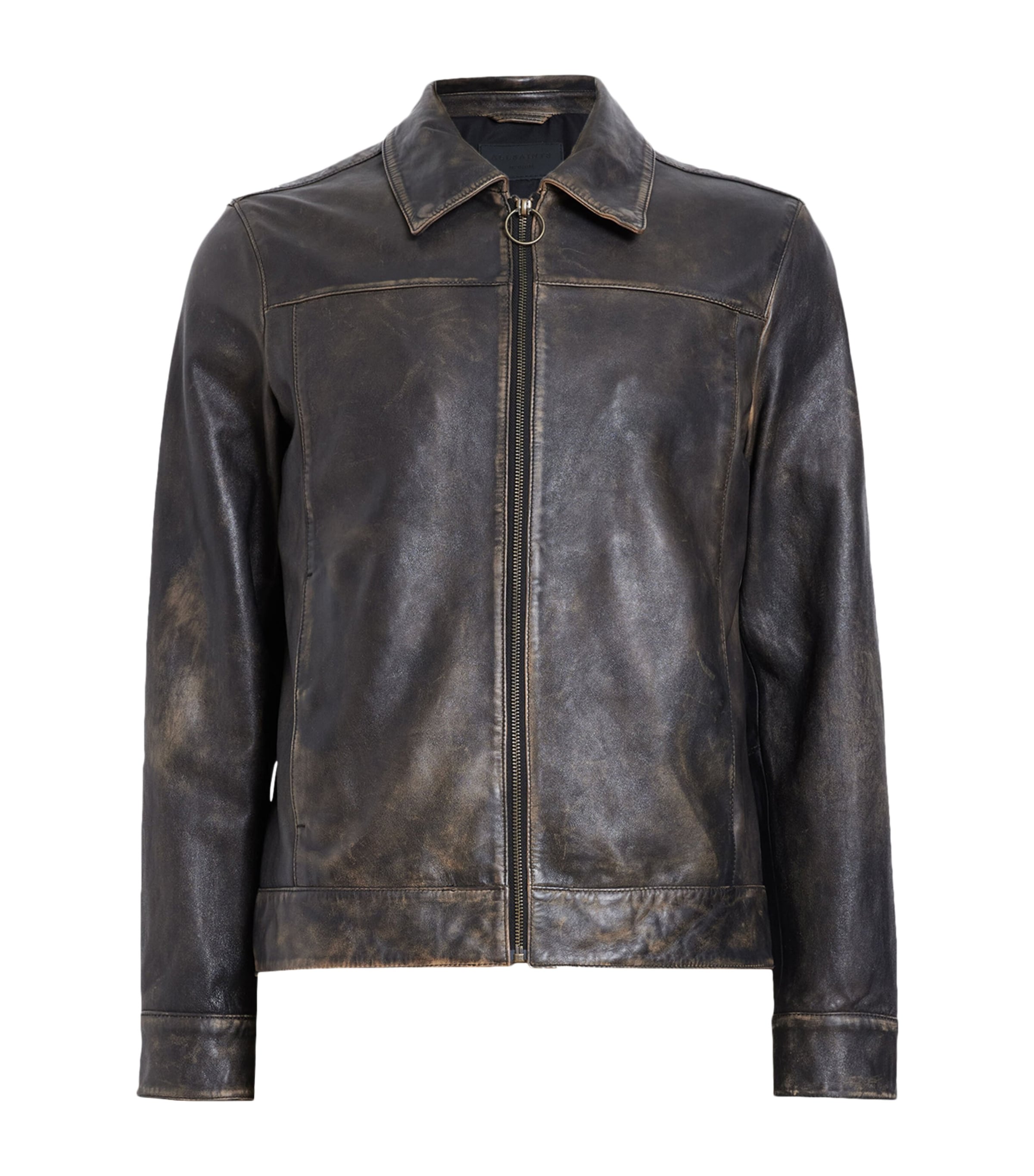 AllSaints Black Cora Leather Jacket | Harrods UK