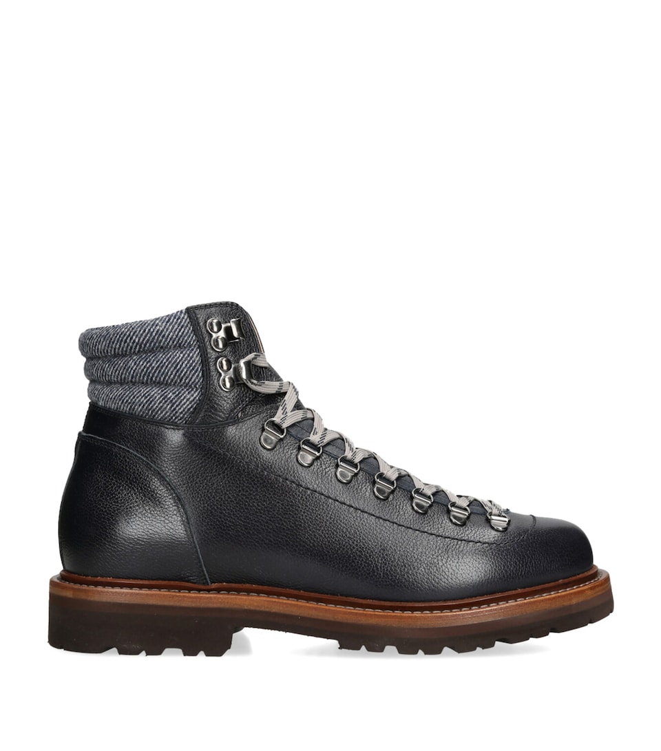 Leather Wool-Trim Mountain Boots