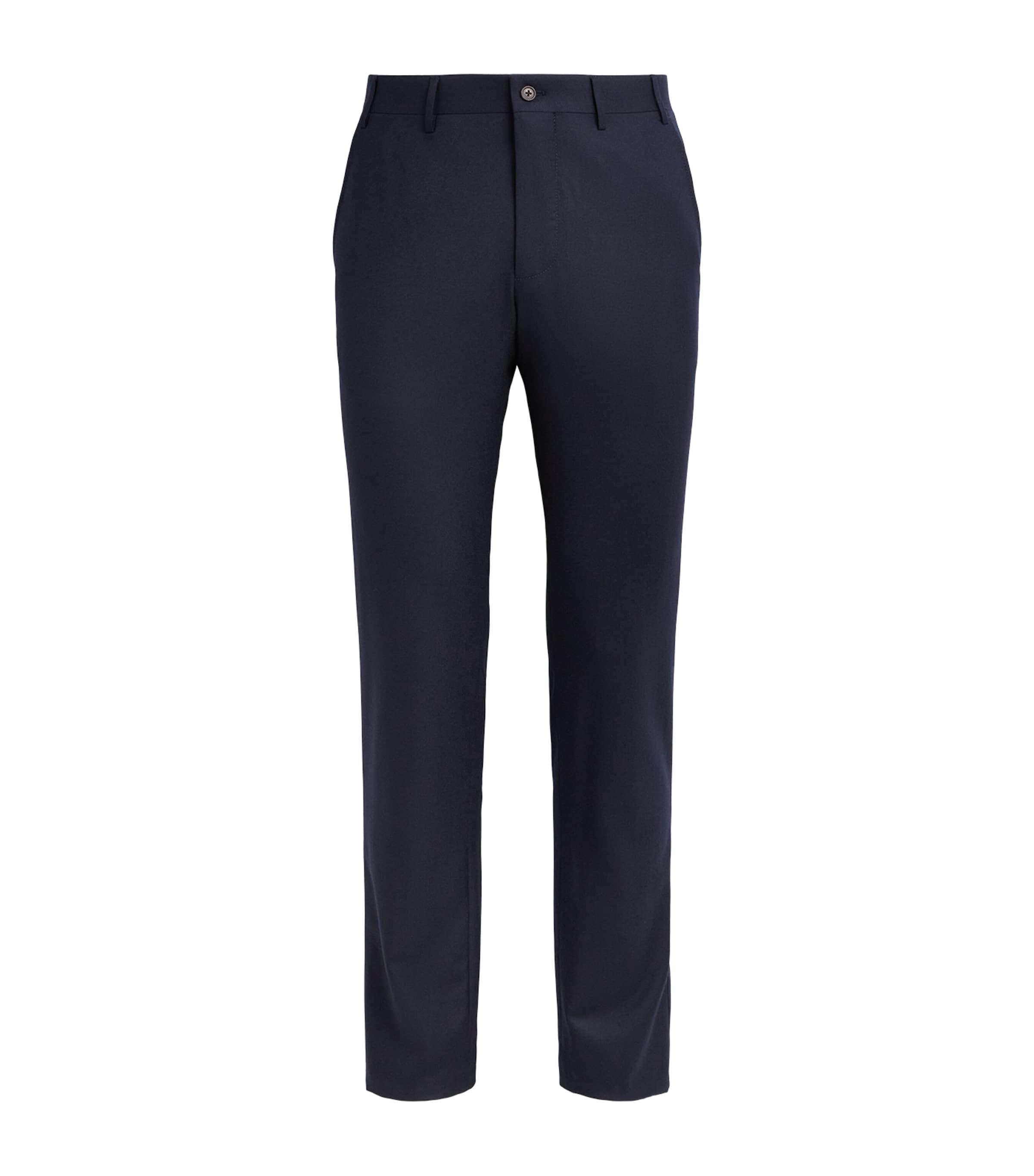 Corneliani Mens Virgin Wool Straight Trousers Navy Blue