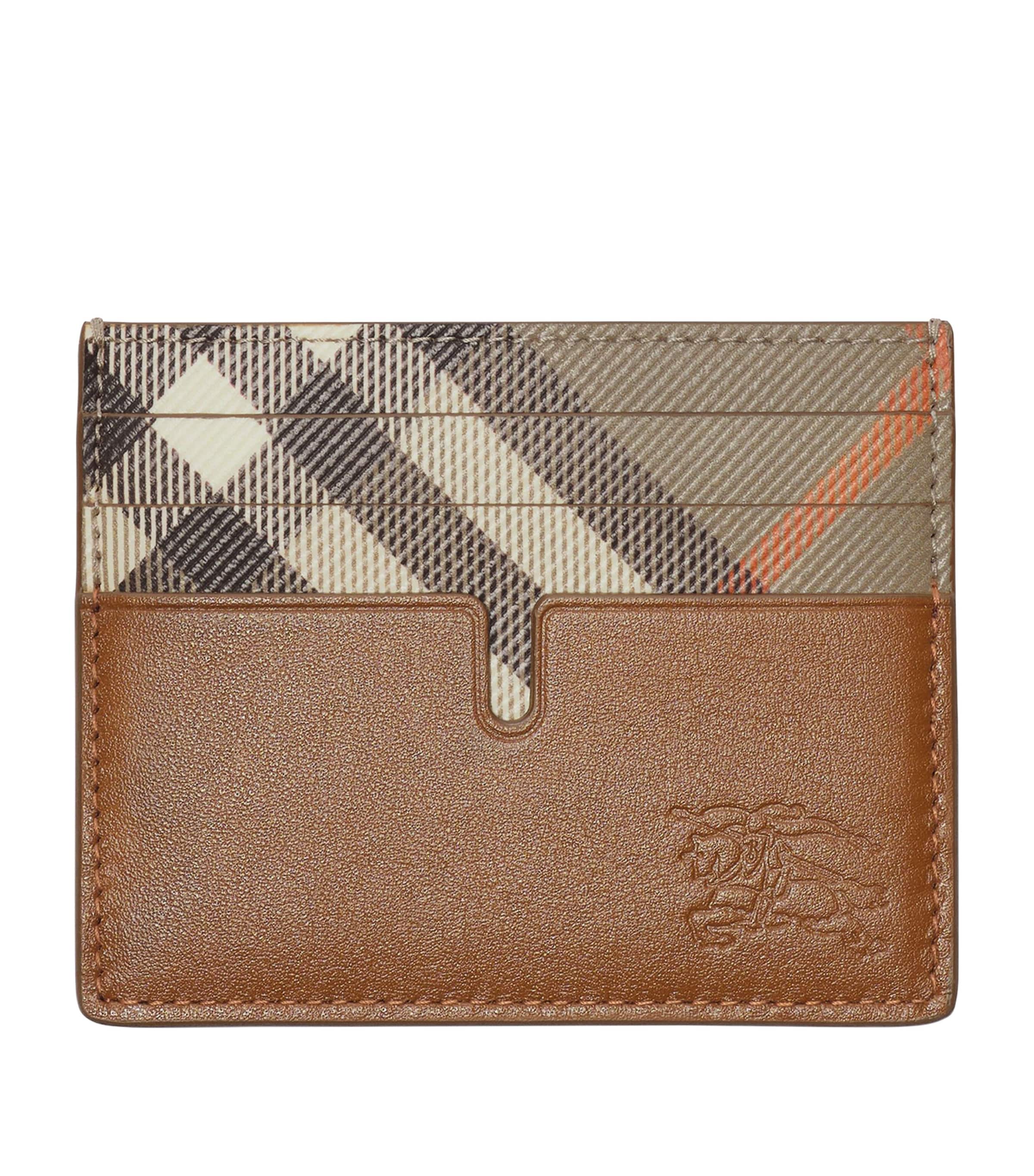 Burberry Leather Tall Pop Check Card-Holder​ Finch Brown/hazel