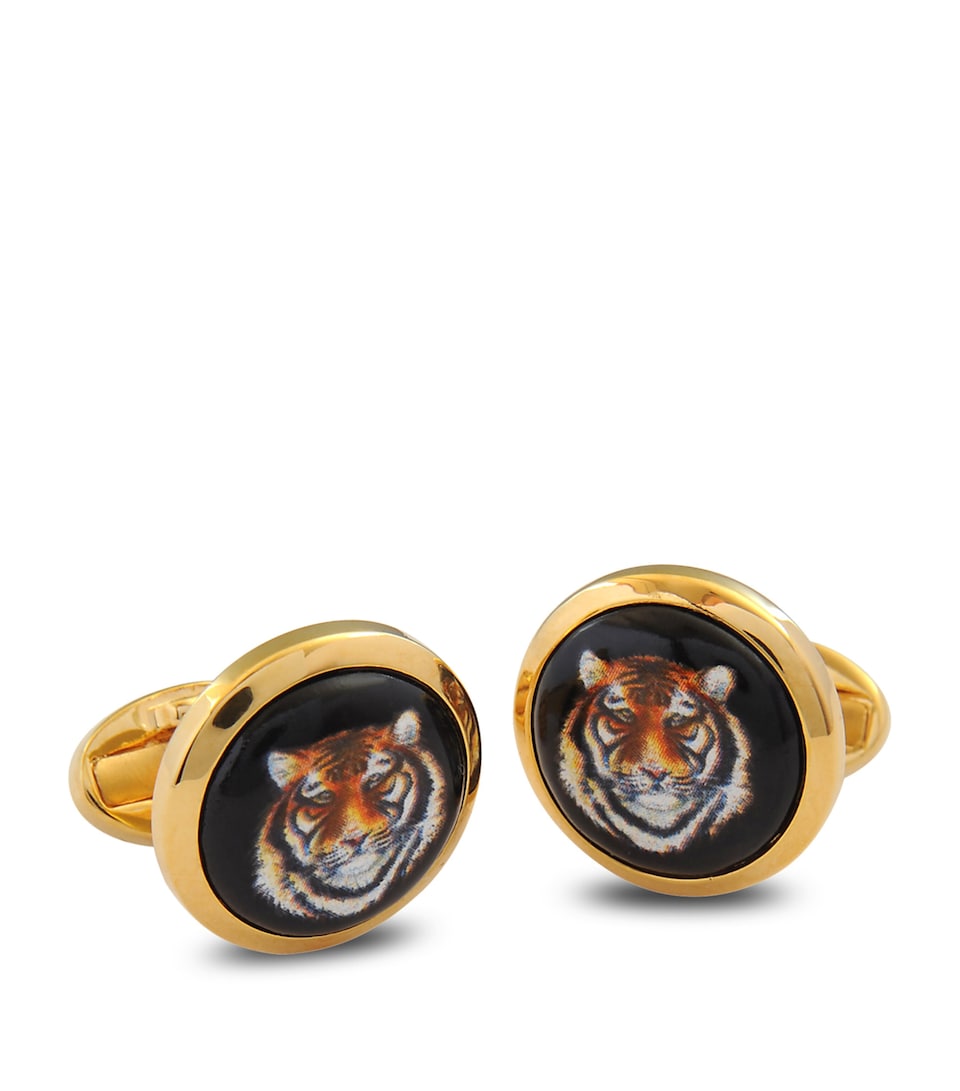 Gold and Enamel Tiger Cufflinks