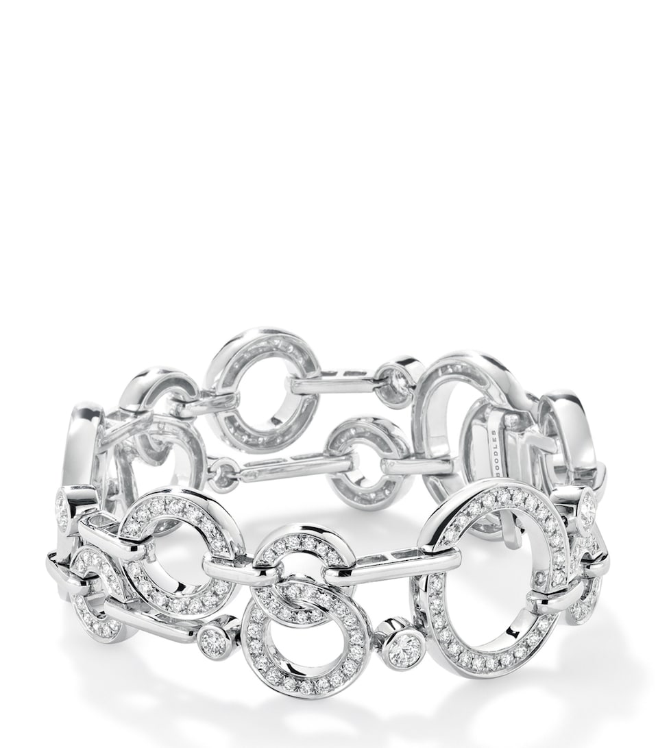 Boodles White Gold and Diamond Large Roulette Bracelet Silver