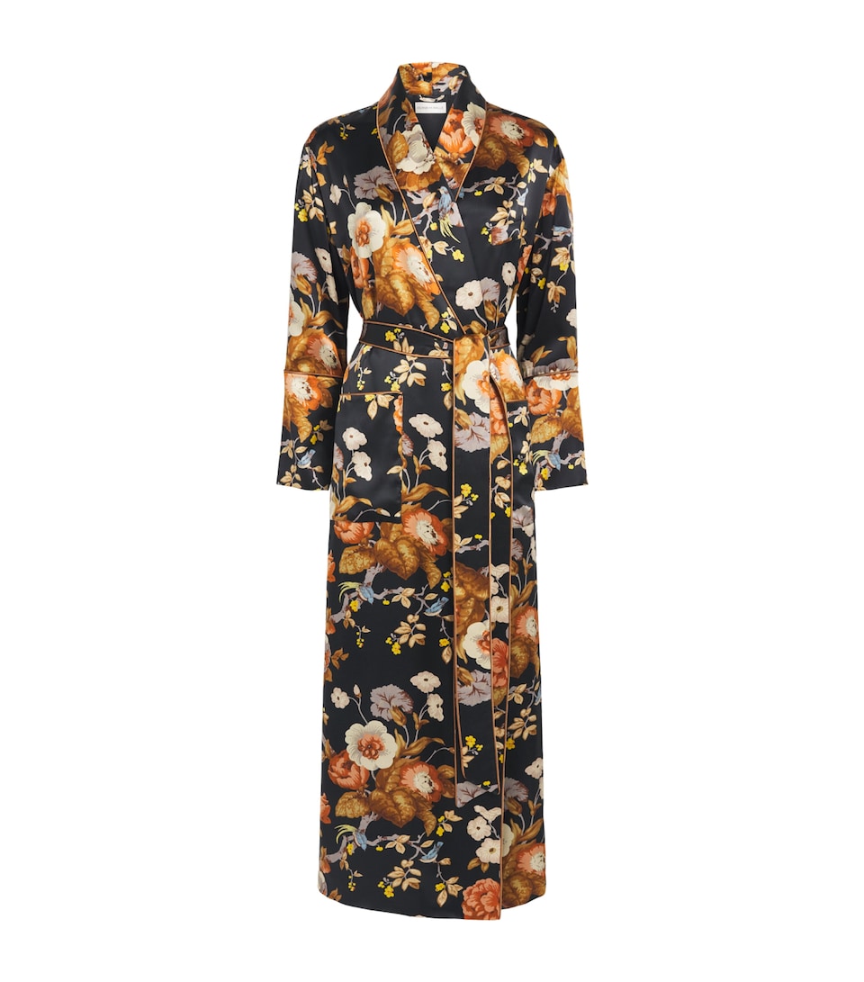 Olivia von Halle Womens Silk Capability Floral Robe Evora