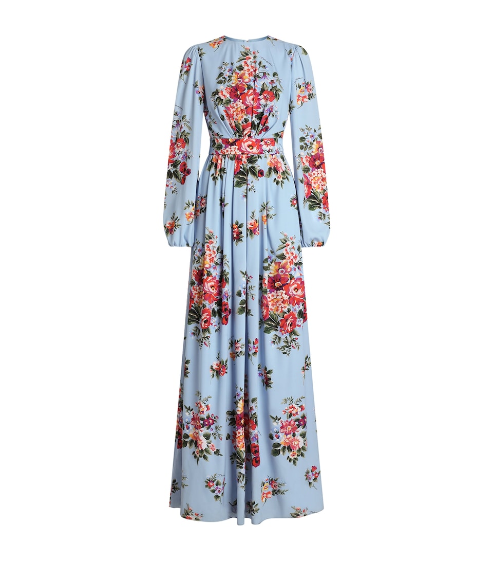 Dolce&Gabbana Womens Silk Bouquet Print Maxi Dress Mazz