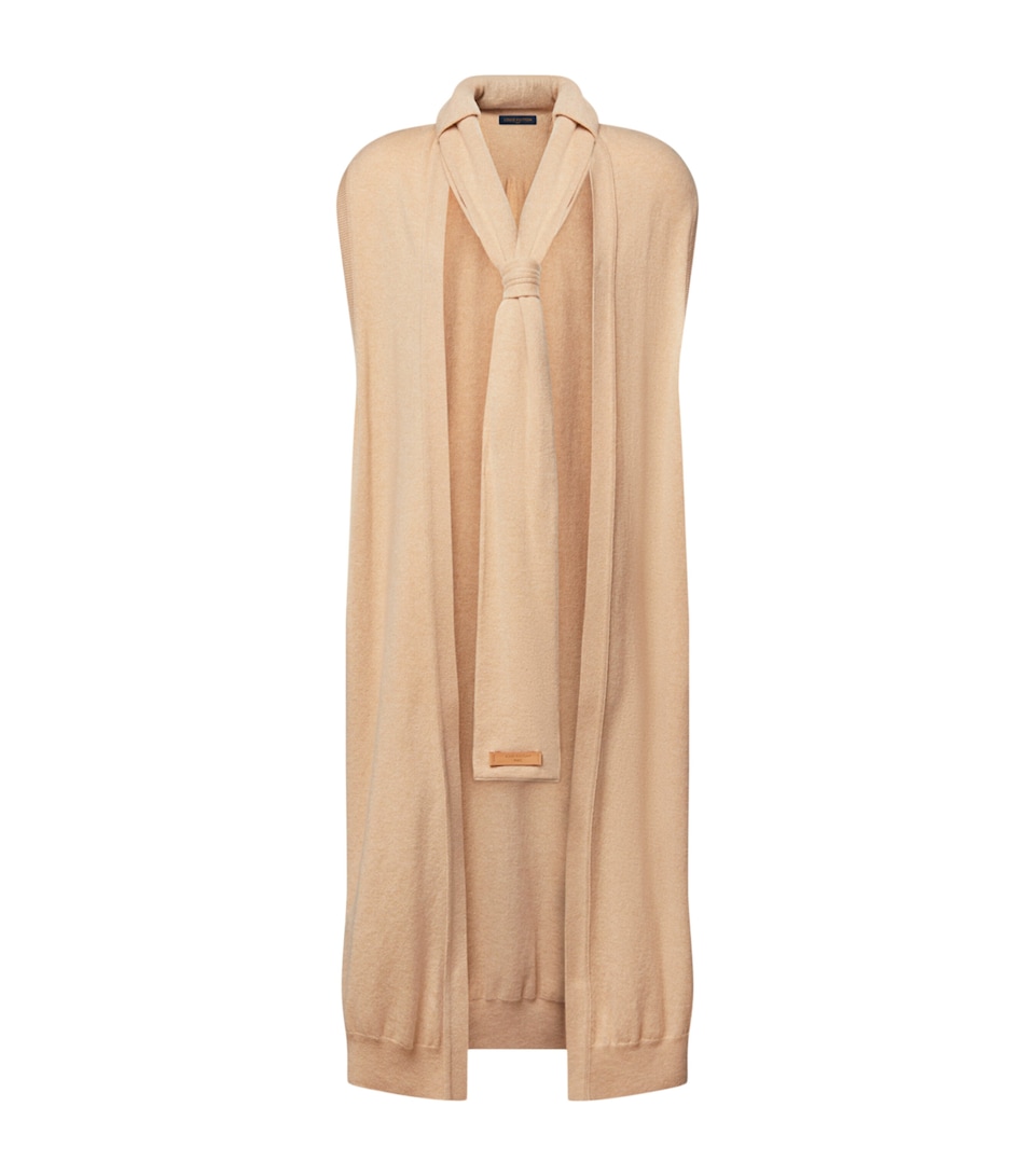 LOUIS VUITTON Womens Cashmere-Blend Sleeveless Longline Cardigan Straw Yellow