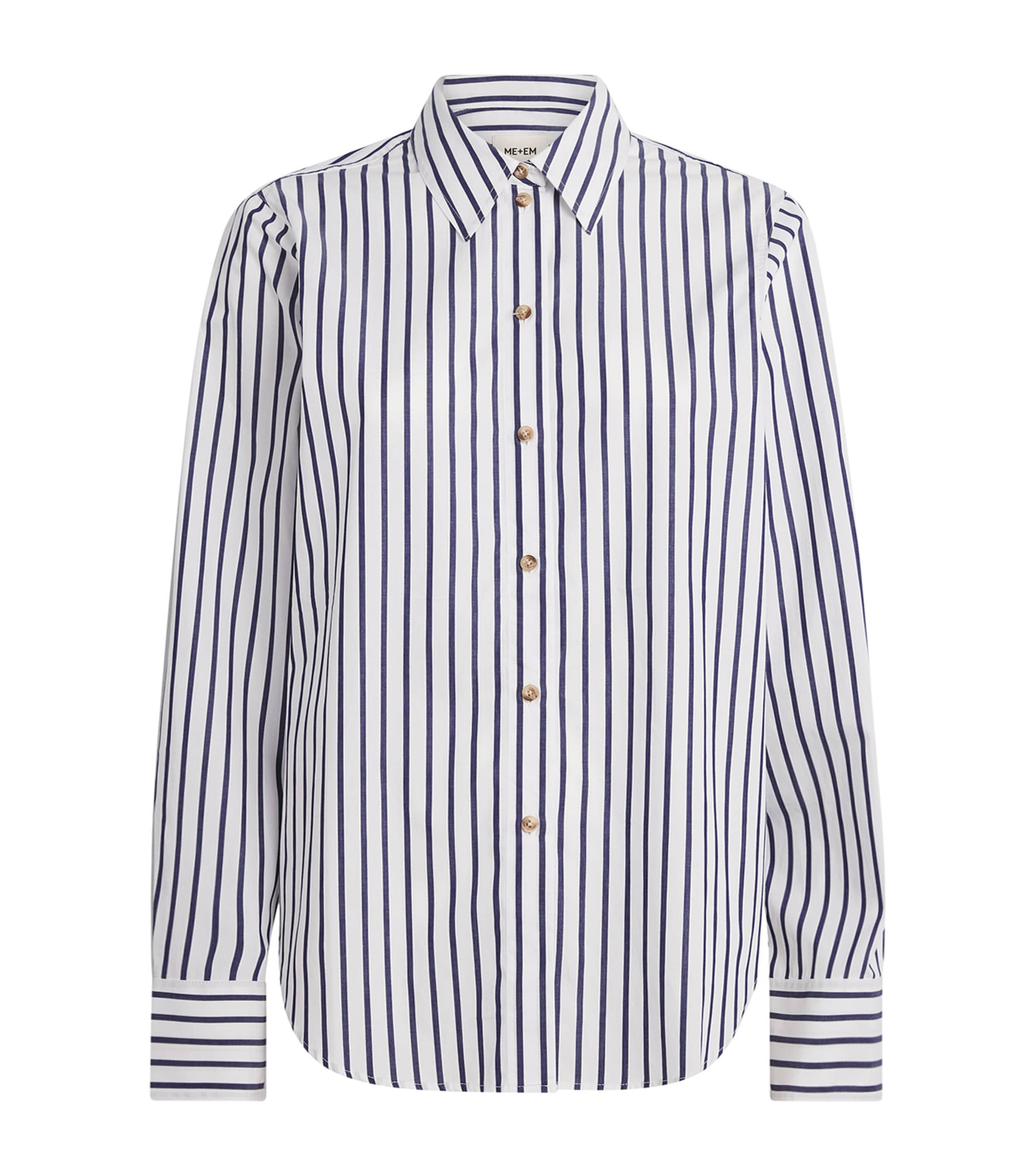 ME+EM Womens Relaxed Stripe Forever Shirt Soft White/navy