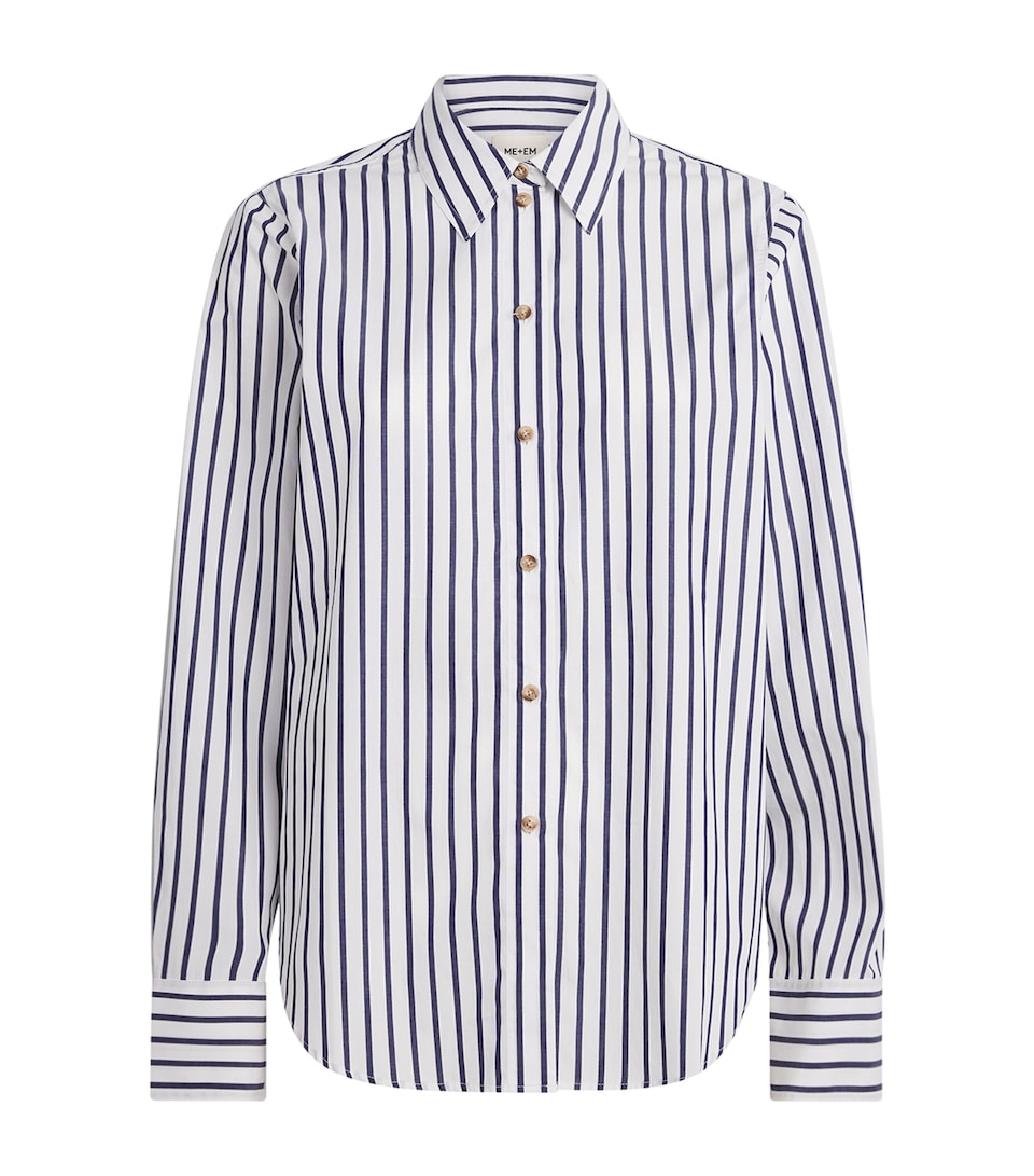 ME+EM Womens Relaxed Stripe Forever Shirt Soft White/navy