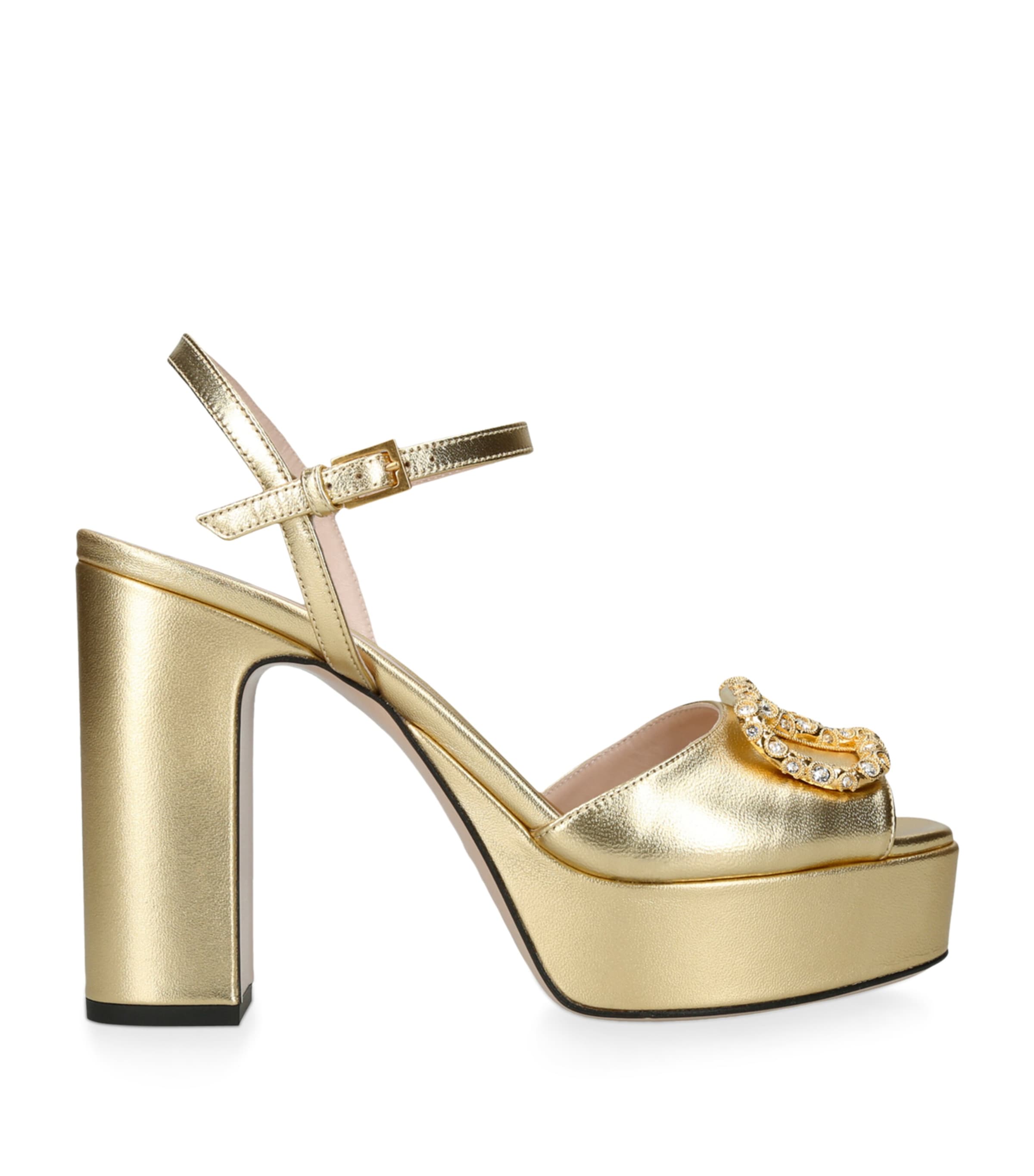 Metallic Leather VLogo Signature Platform Sandals 115