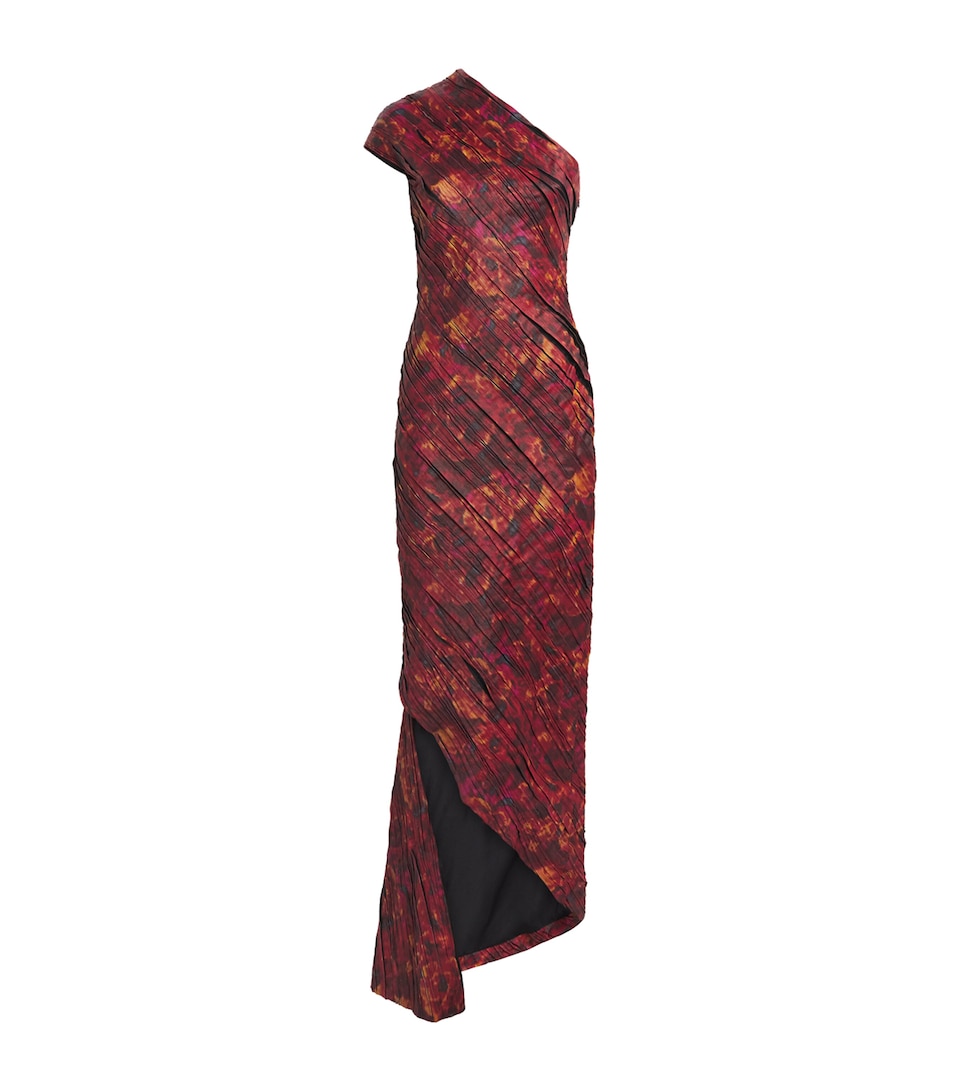 Brandon Maxwell Womens Pleated Karina Maxi Dress Red Floral