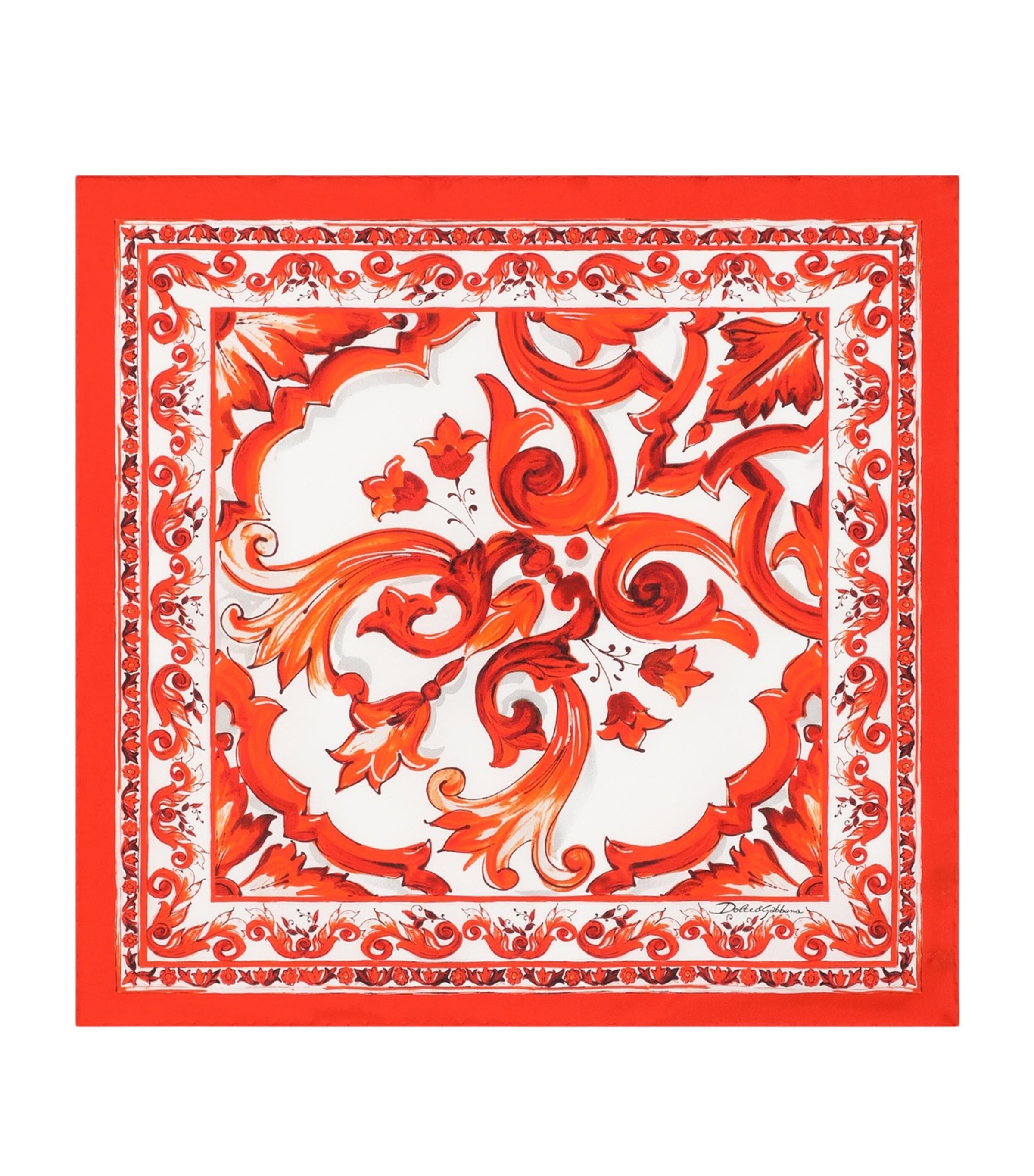 Dolce&Gabbana Silk Printed Foulard Maiolica Ara