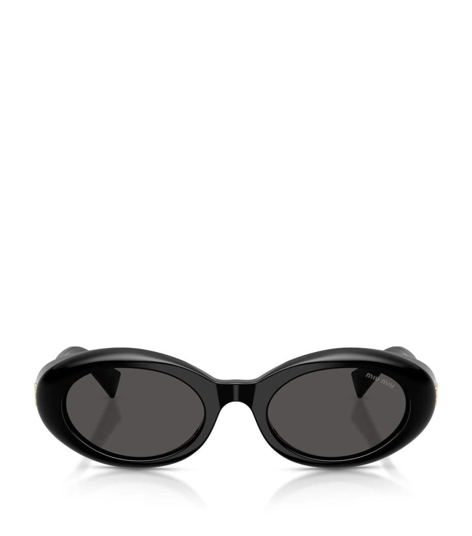 Miu Miu Oval Wrap-Around Sunglasses Black