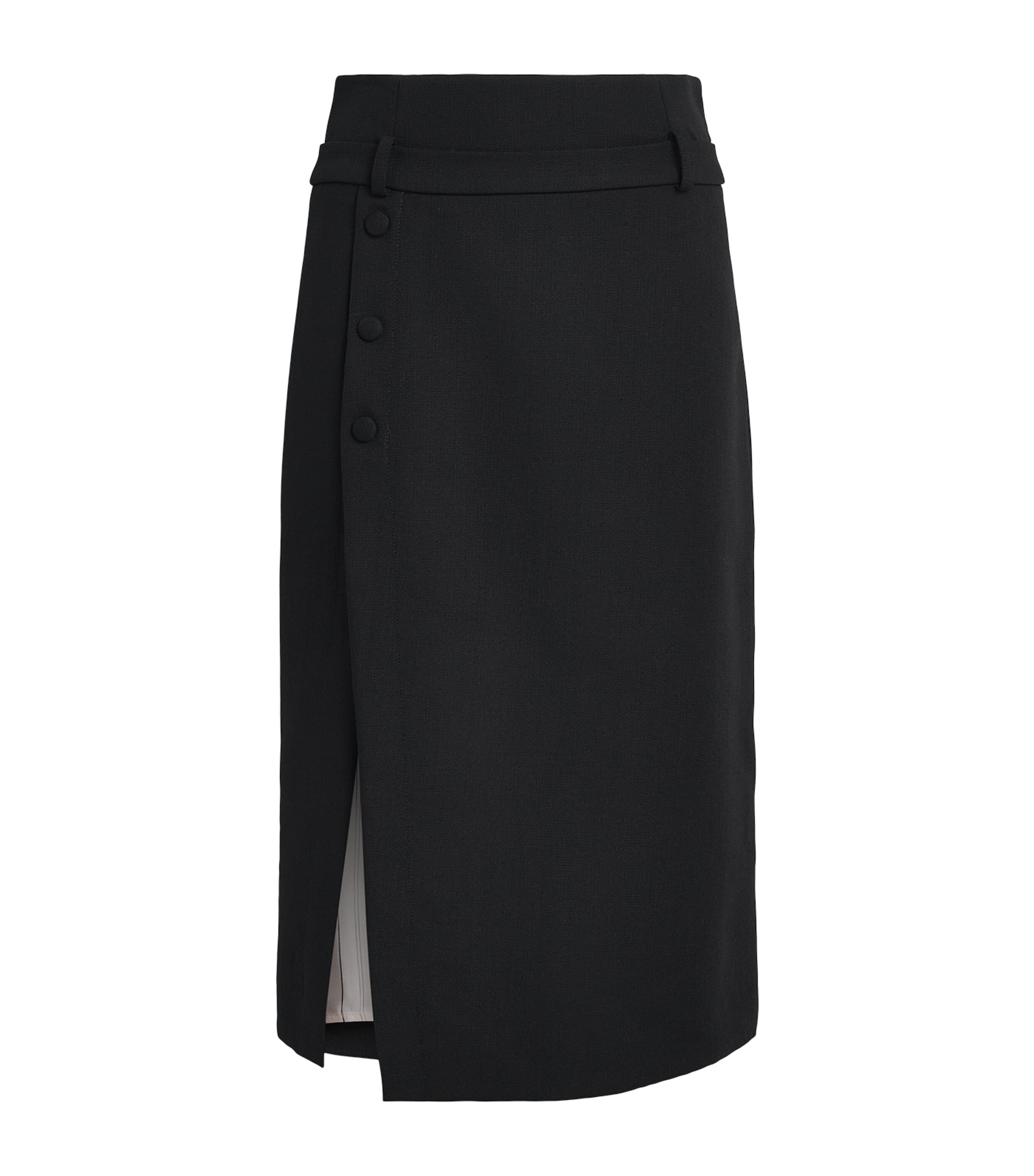 Sandro Paris Womens Wool Double-Waistband Midi Skirt Black