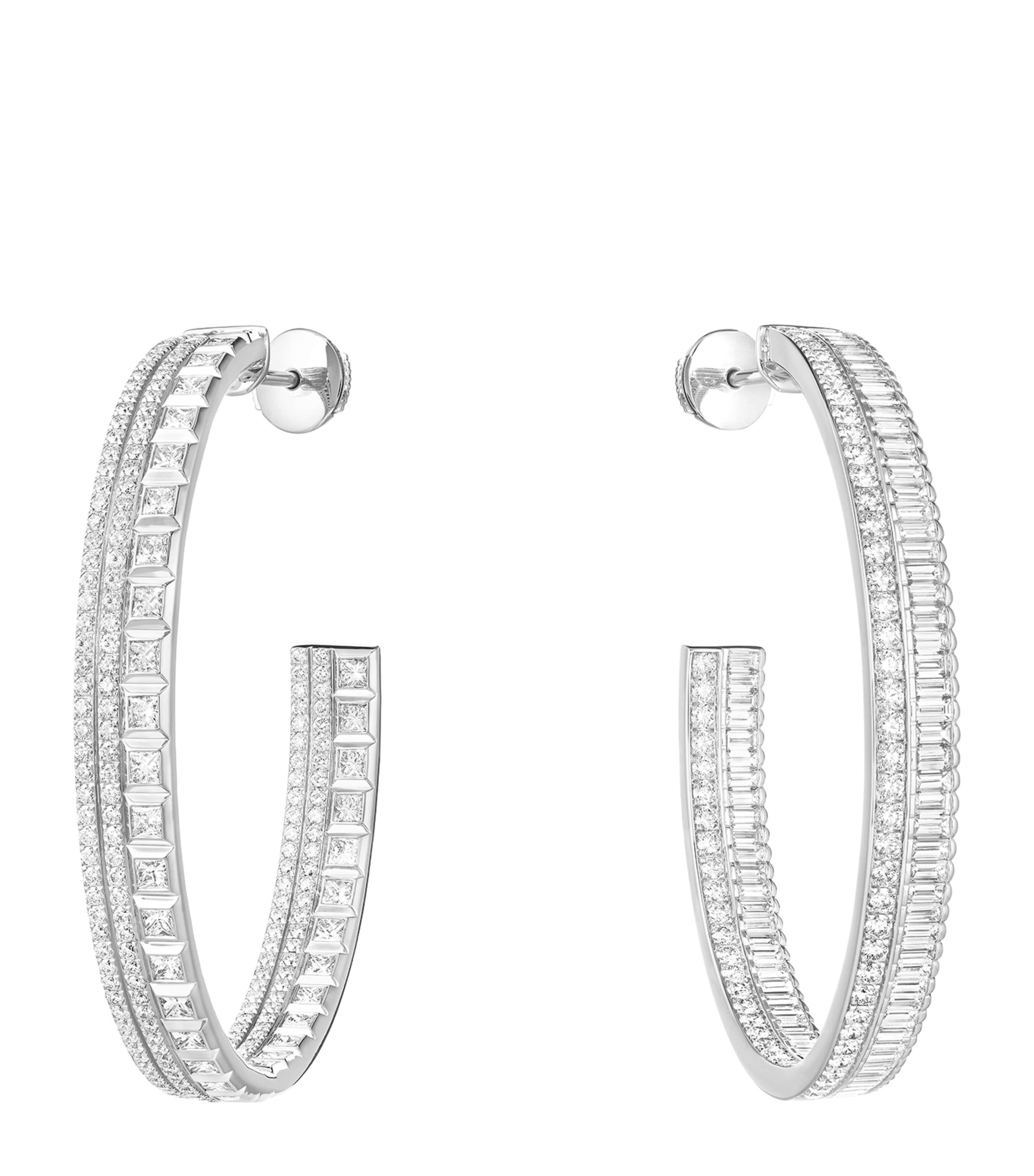 White Gold and Diamond Quatre Radiant Edition Hoop Earrings